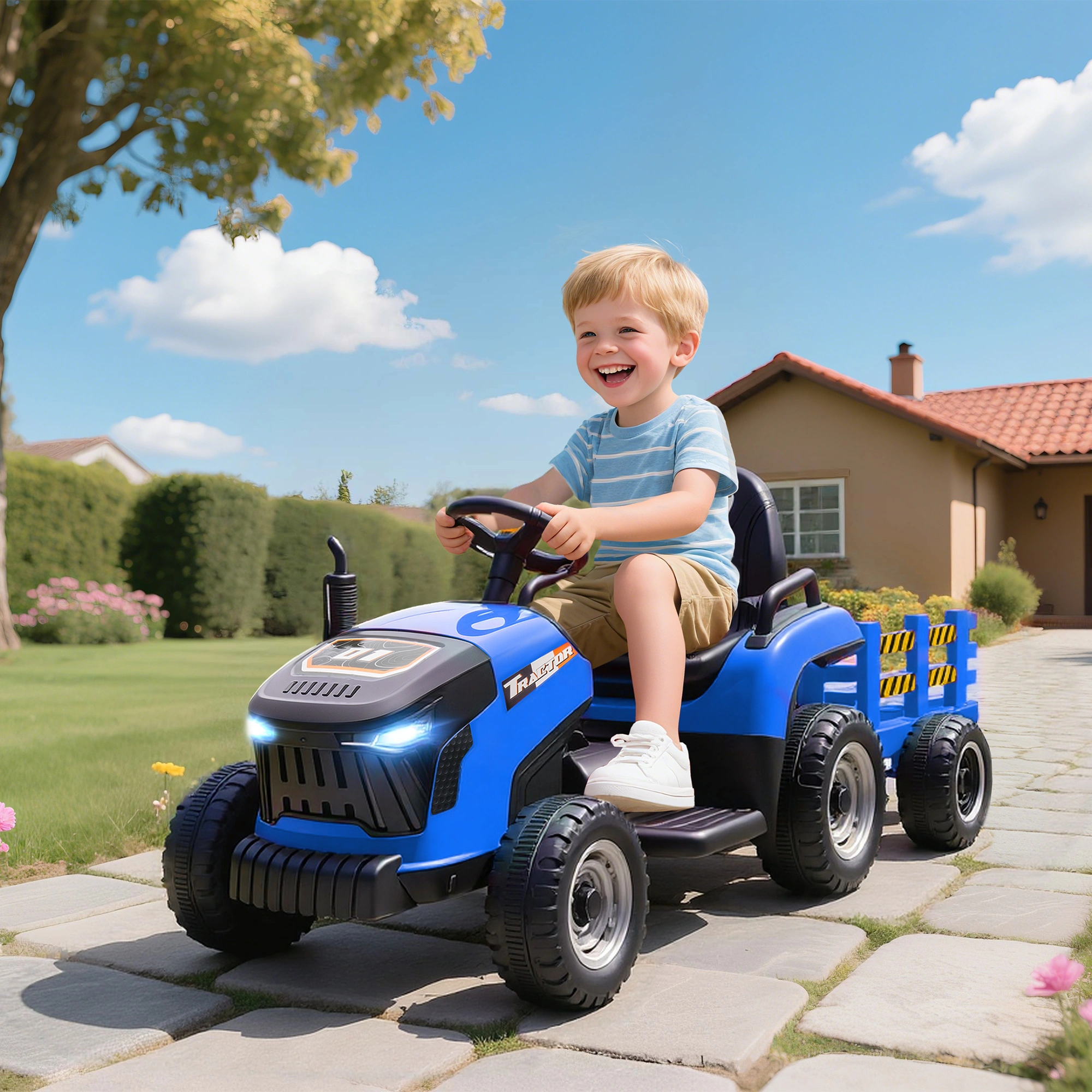 Electric Truck Car for Kids, Ride-On Vehicle, Remote Control, Rechargeable Battery, LED Lights, Music