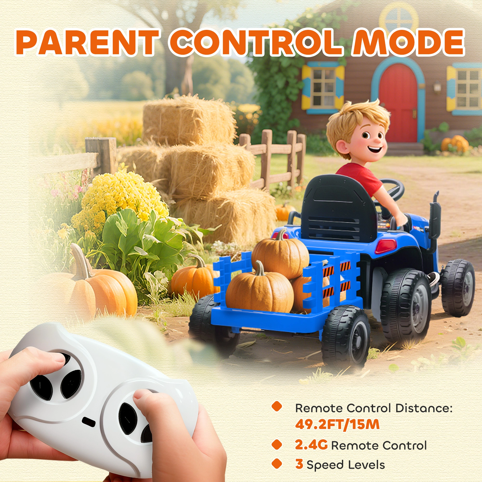 Electric Truck Car for Kids, Ride-On Vehicle, Remote Control, Rechargeable Battery, LED Lights, Music view 3