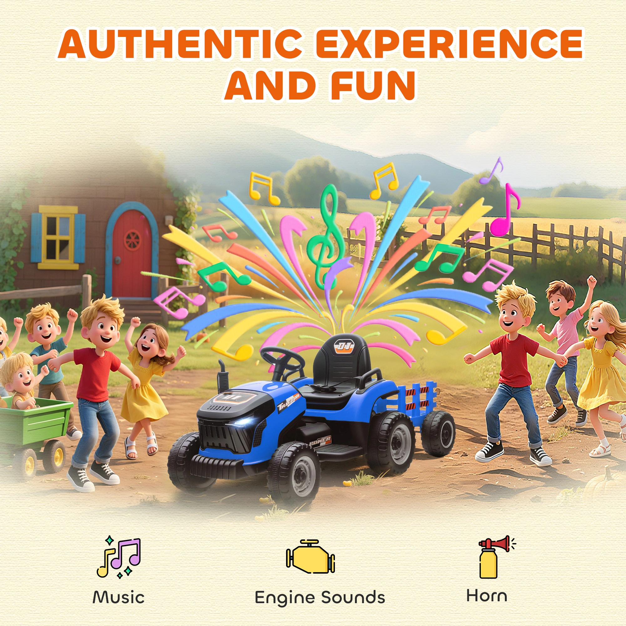 Electric Truck Car for Kids, Ride-On Vehicle, Remote Control, Rechargeable Battery, LED Lights, Music view 5