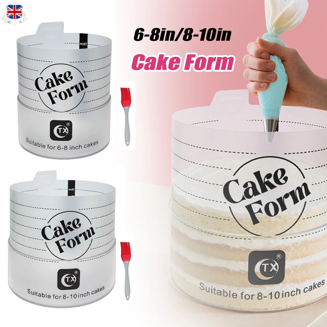 2Pcs Round Acrylic Adjustable Cake Ring Mold, Clear Mousse Cake Pan for Bakery