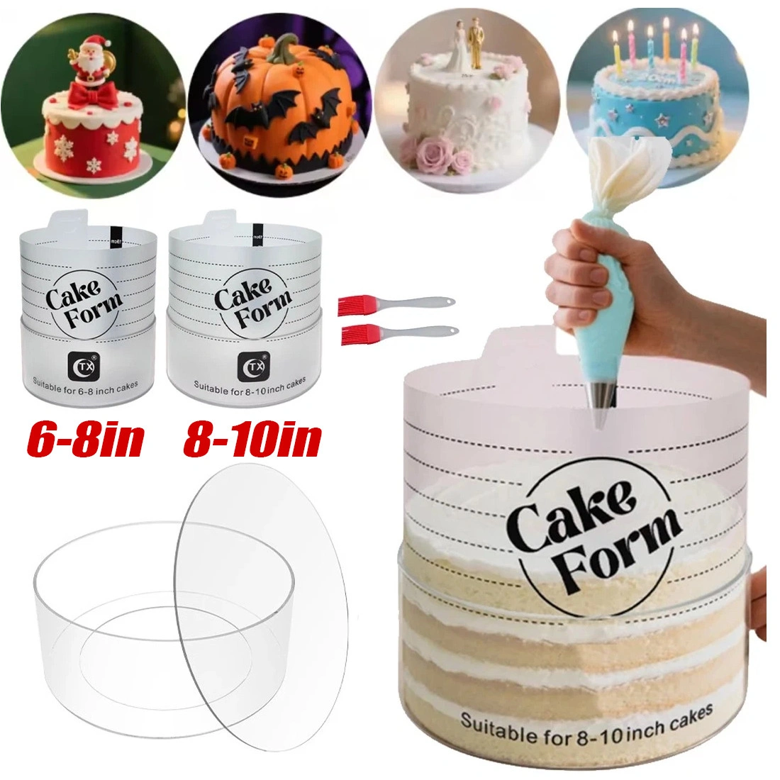 2Pcs Round Acrylic Adjustable Cake Ring Mold, Clear Mousse Cake Pan for Bakery view 5