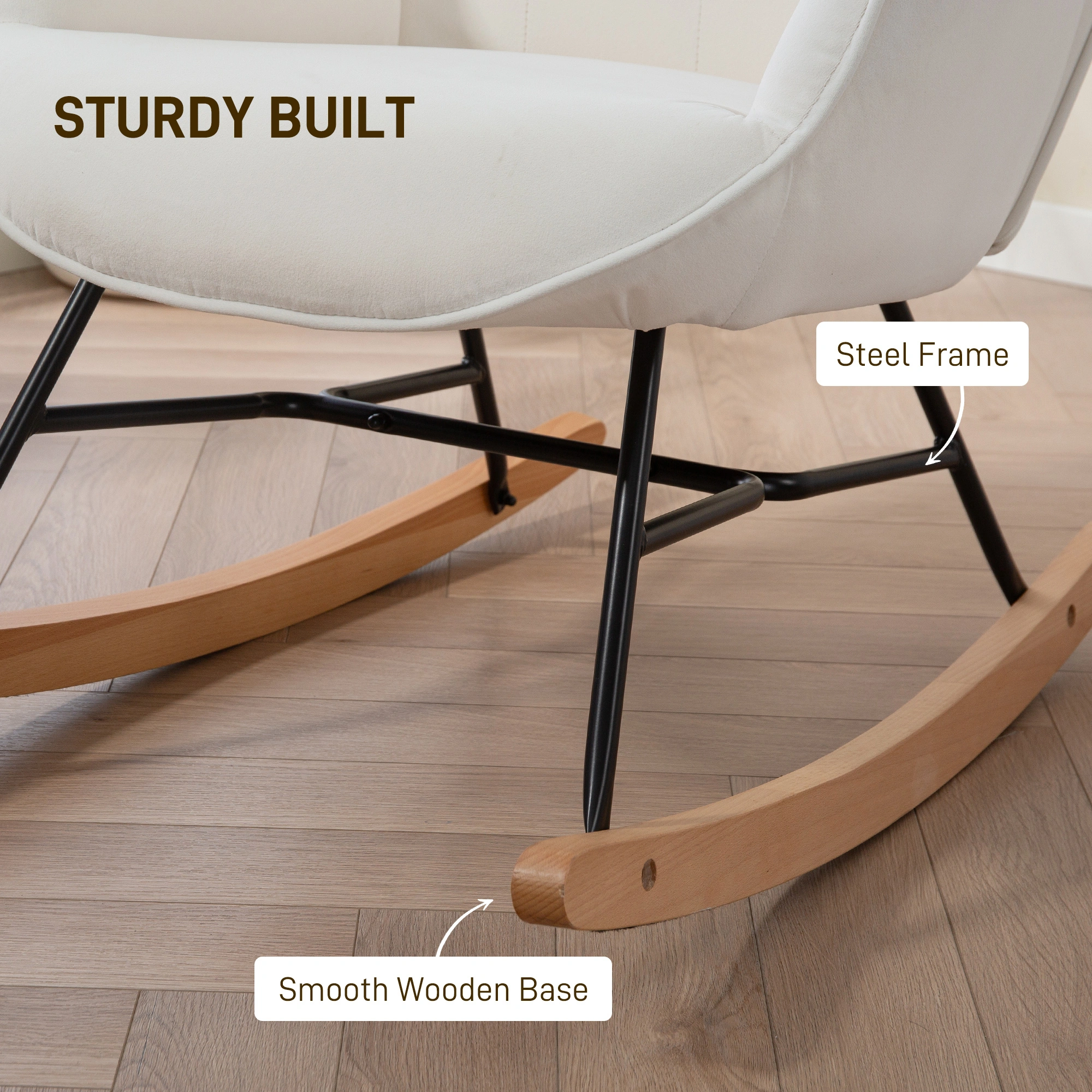 Classic Wooden Rocking Chair, Glider Rocker Chair for Living Room, Bedroom, Nursery, Home Decor, Easy Assembly, Sturdy & Comfortable view 5