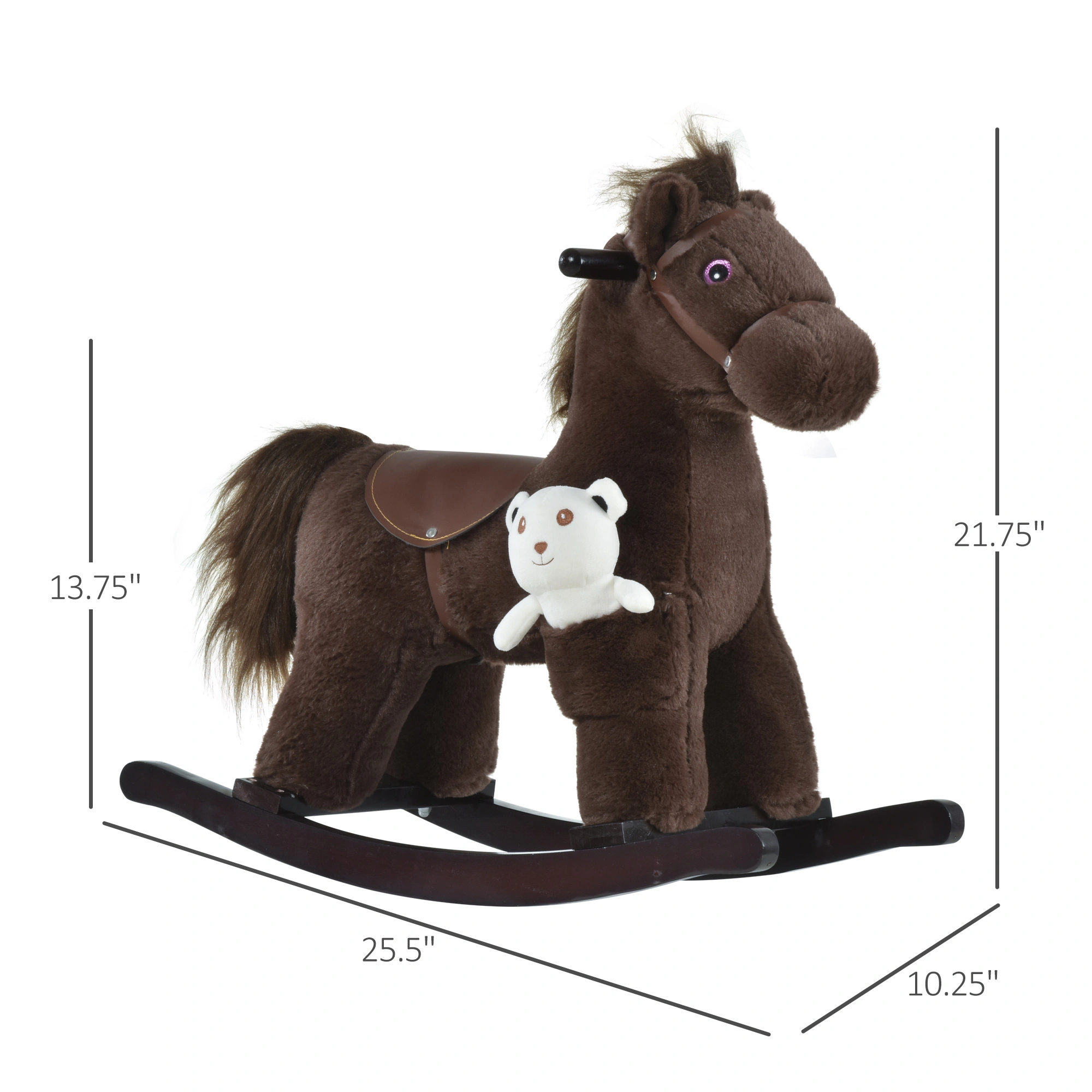 Kids Rocking Horse, Wooden Ride-On Toy with Soft Foam Seat for Toddlers view 2