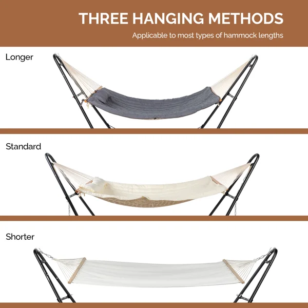 Double-Barrel Hammock Stand Only, Heavy Duty Iron Hammock Frame for All Hammocks, Easy Assembly Hammock Hanging Stand for Garden, Courtyard and Balcony, Black view 4