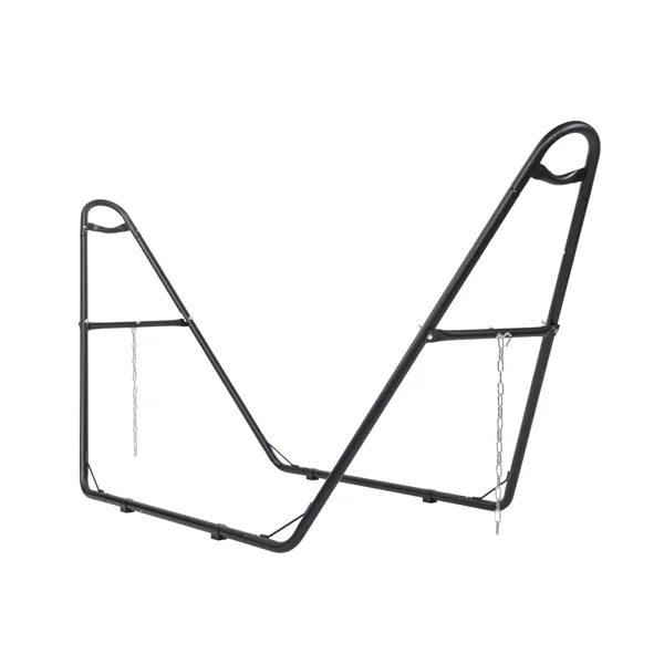 Double-Barrel Hammock Stand Only, Heavy Duty Iron Hammock Frame for All Hammocks, Easy Assembly Hammock Hanging Stand for Garden, Courtyard and Balcony, Black