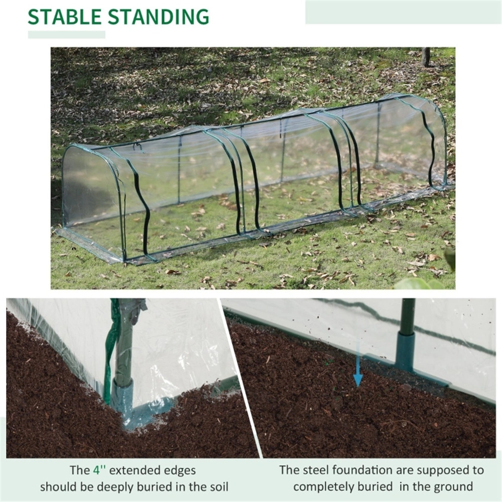 Mini Greenhouse PVC Portable Pea Tunnel with Zippered Door Rain Protection Garden Plant Cold Frame Cover