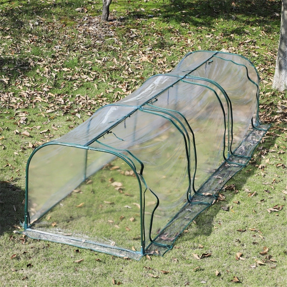 Mini Greenhouse PVC Portable Pea Tunnel with Zippered Door Rain Protection Garden Plant Cold Frame Cover view 2