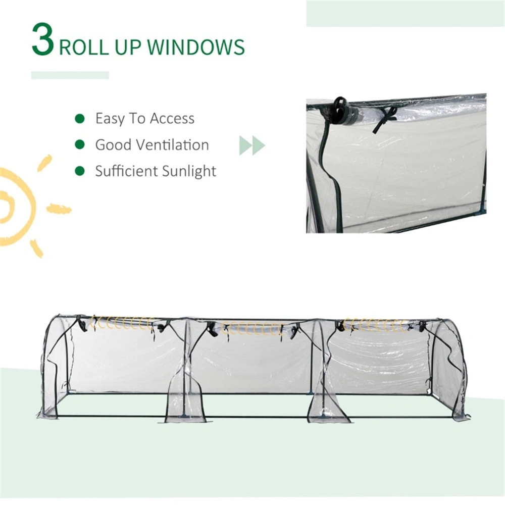 Mini Greenhouse PVC Portable Pea Tunnel with Zippered Door Rain Protection Garden Plant Cold Frame Cover view 3