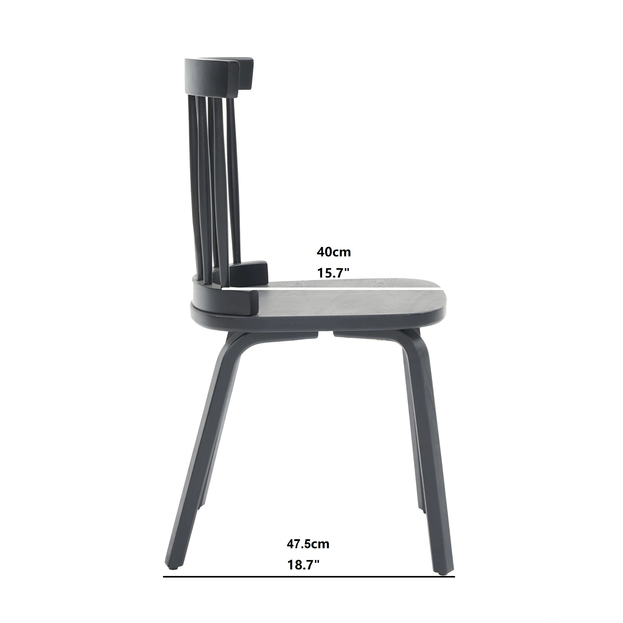 Windsor Dining Chairs Set of 2,Wood Farmhouse Spindle Back, Widen Seat, Mid-Century Modern French Country Style, for Living Room Restaurant, Black view 2