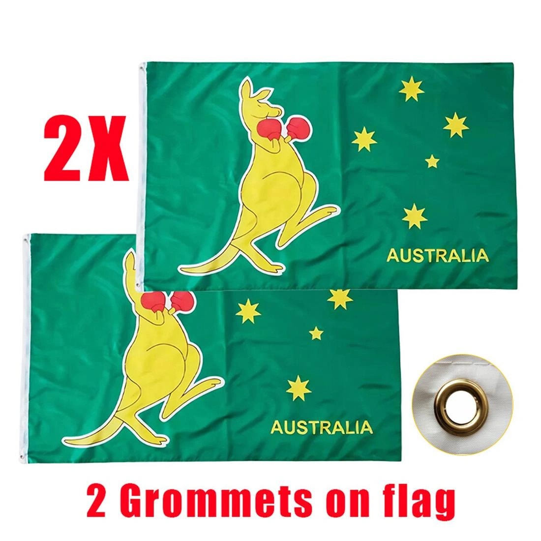 2PCS Australia Boxing Kangaroo Flag 90x60cm 3x2 FT Outdoor Printed Flag view 4