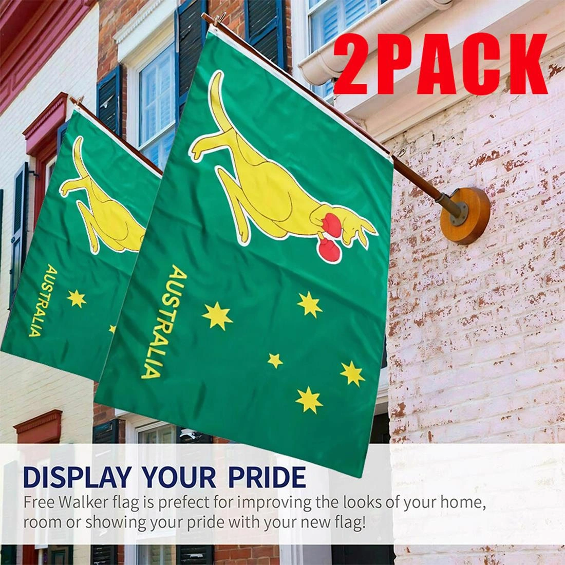 2PCS Australia Boxing Kangaroo Flag 90x60cm 3x2 FT Outdoor Printed Flag view 5