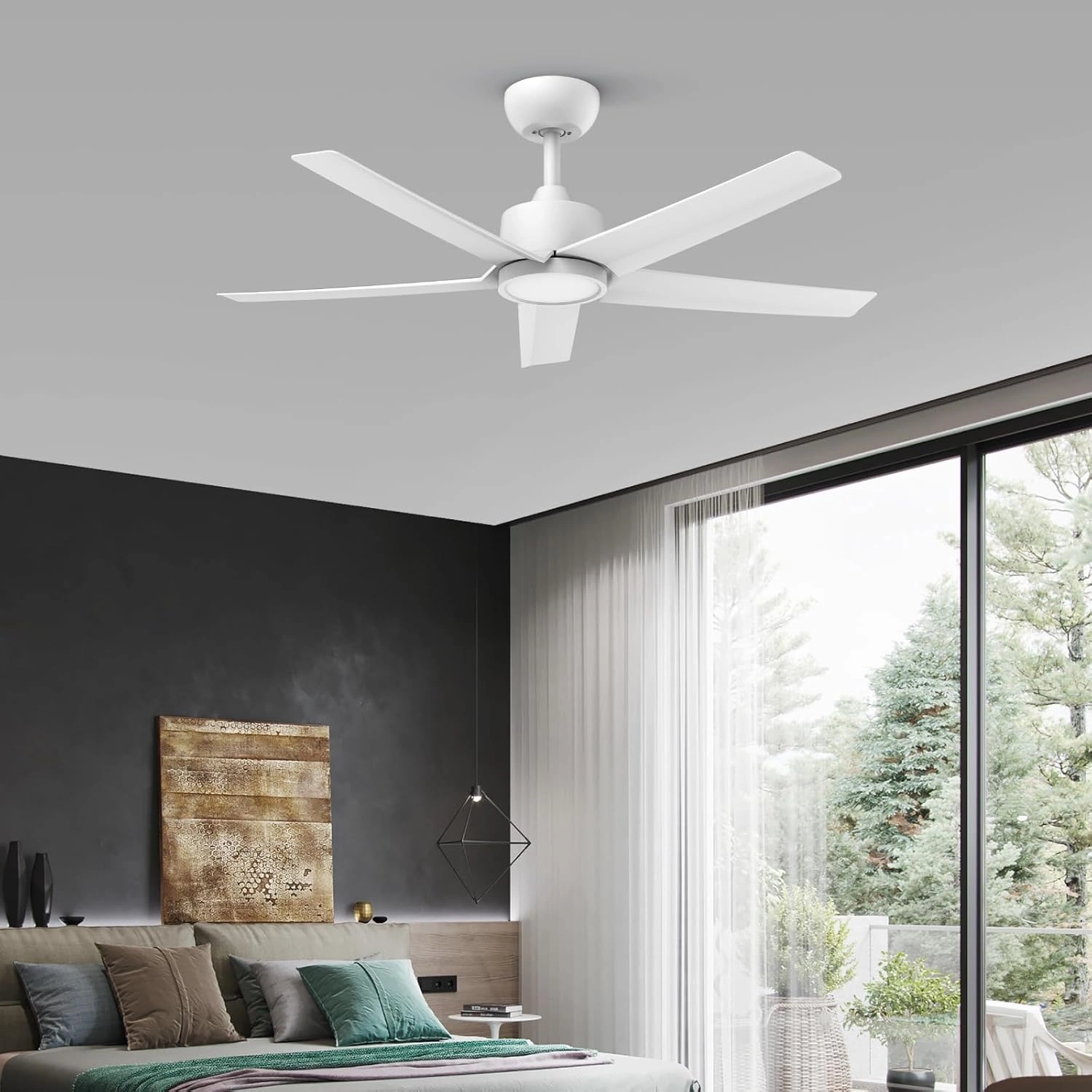 44 inch Ceiling Fans with Lights, Large Air Volume Ceiling Fans with Reversible Quiet DC Motor and Remote, 5D-W5[Unable ship on weekends, TK/TEMU only for pickup, only TX10643 warehouse supports GOFO] view 9