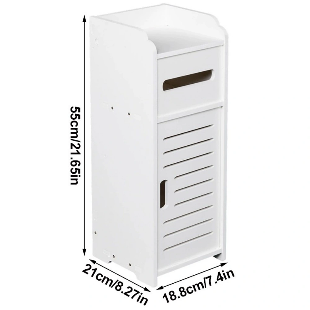 White Free Standing Floor Cabinet with Drawer & Shelf Cupboard Storage for Bathroom Bedroom
