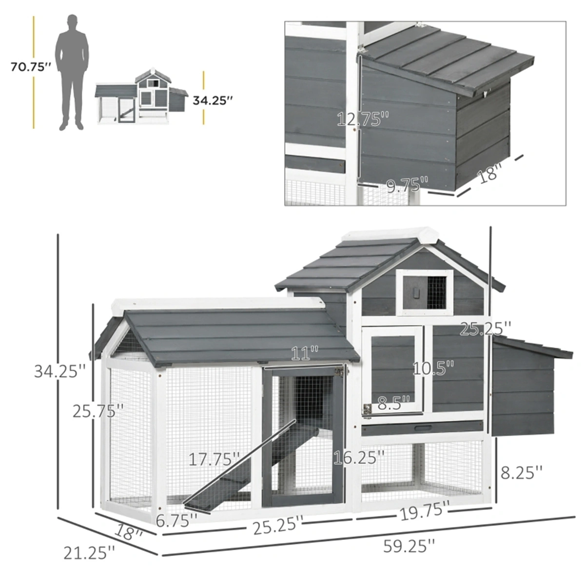 Wooden Chicken Coop - Sturdy Outdoor Poultry Enclosure with Run, Weather-Resistant Farm view 3