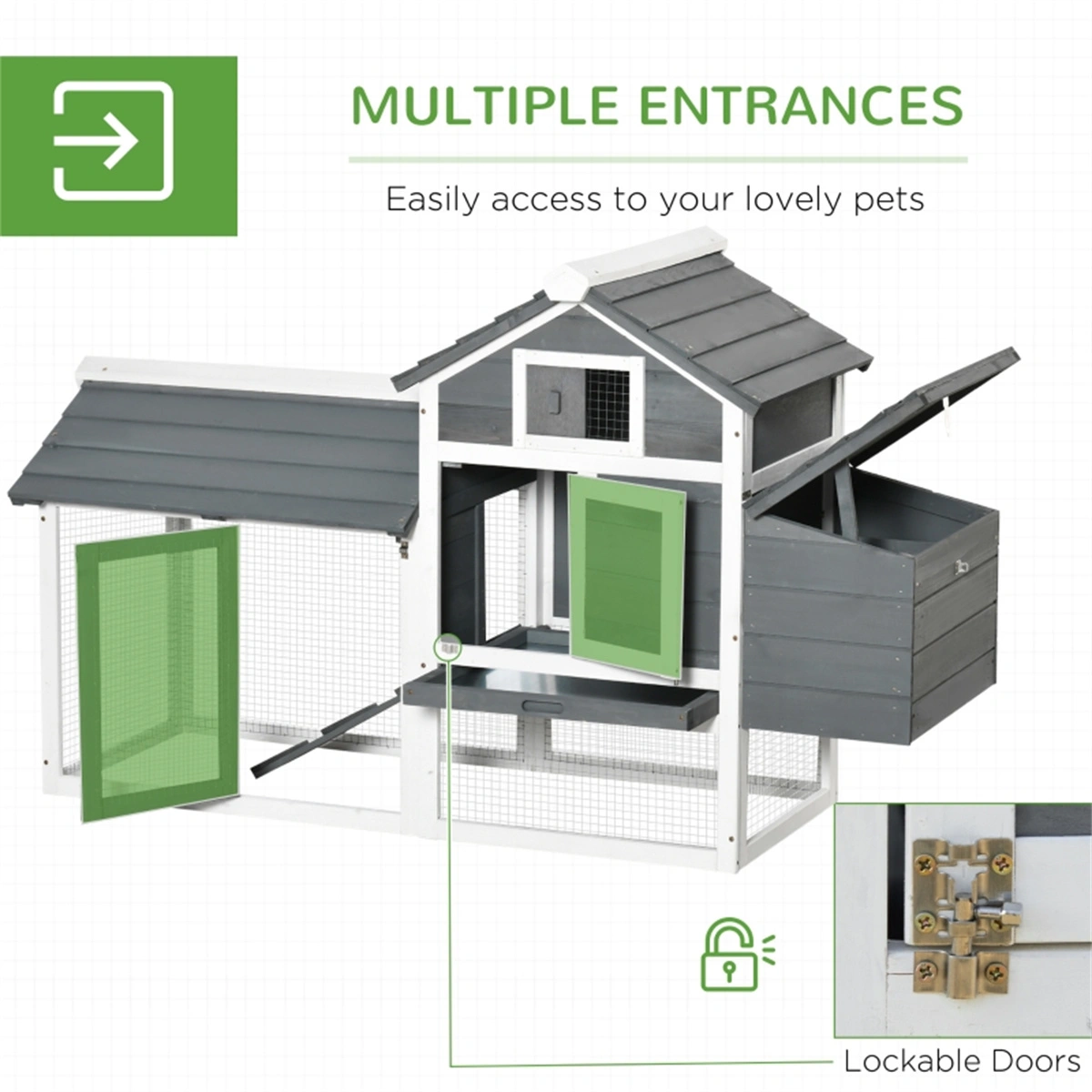Wooden Chicken Coop - Sturdy Outdoor Poultry Enclosure with Run, Weather-Resistant Farm view 4