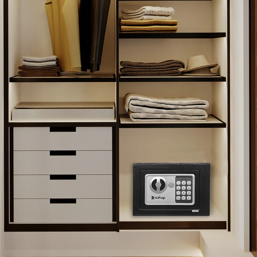 Mini Wall-in Style Electronic Code Metal Steel Box Safe Case 17EF Black view 21