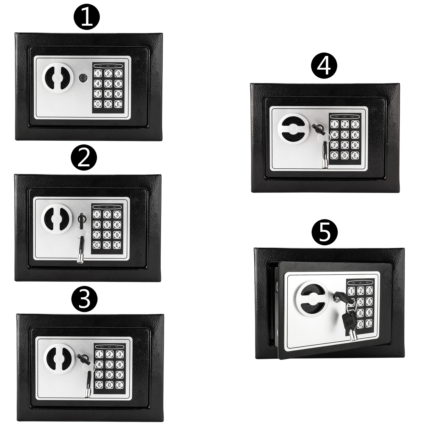 Mini Wall-in Style Electronic Code Metal Steel Box Safe Case 17EF Black view 39