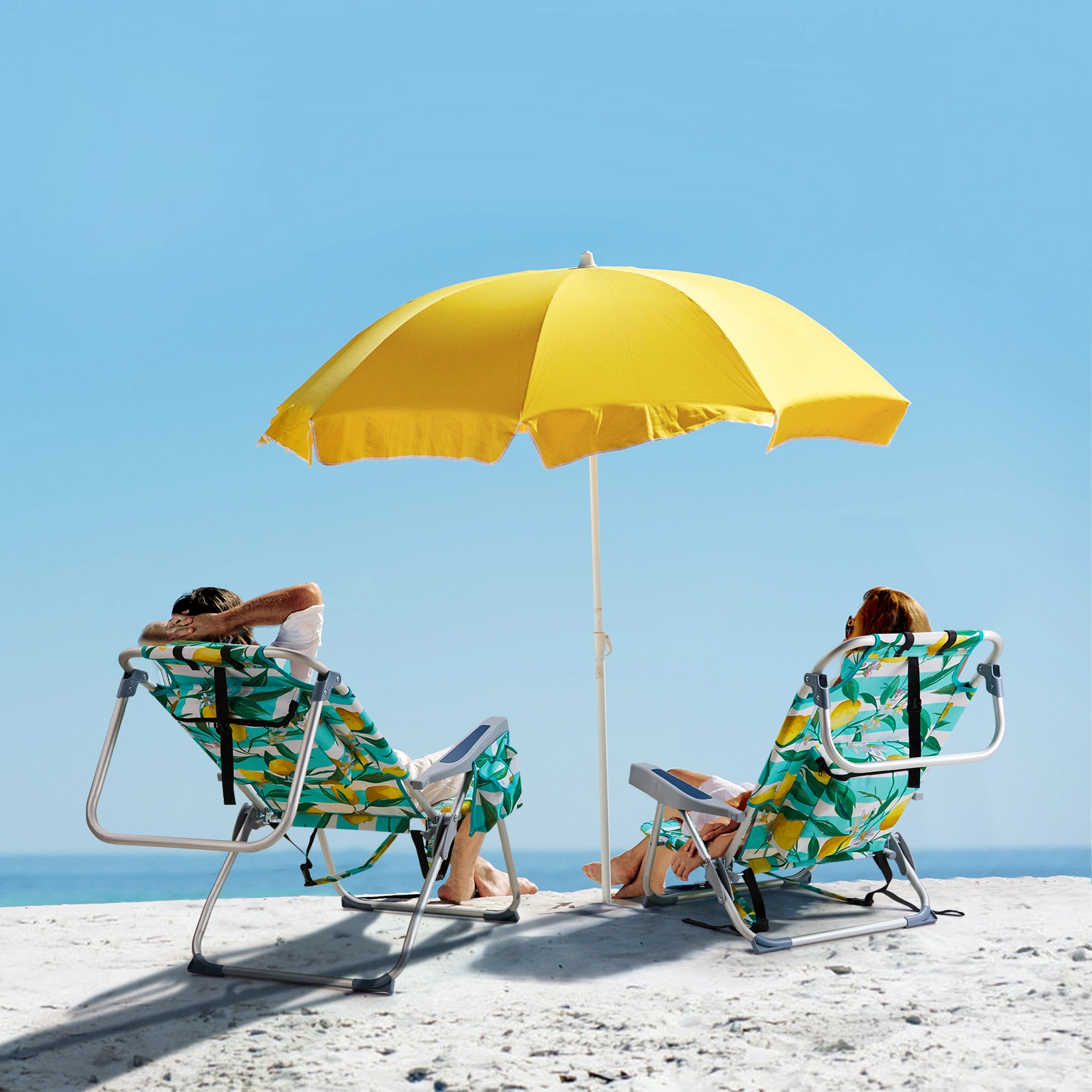 63*65*82cm Short Oxford Cloth Silver White Aluminum Tube Bearing 100kg Beach Chair Lemon view 5