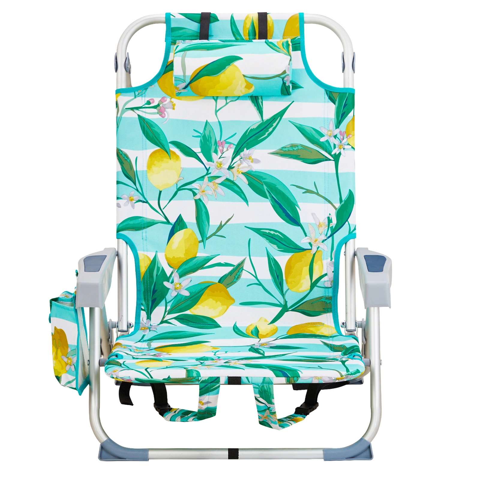 63*65*82cm Short Oxford Cloth Silver White Aluminum Tube Bearing 100kg Beach Chair Lemon view 8