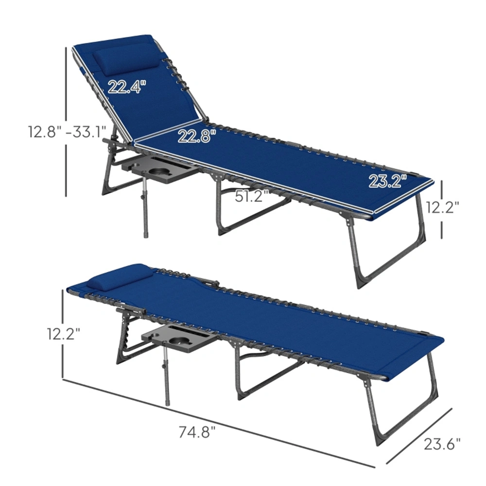 Folding Camping Chair Portable Outdoor Armchair with Cup Holder Navy Blue 48 Inch view 3