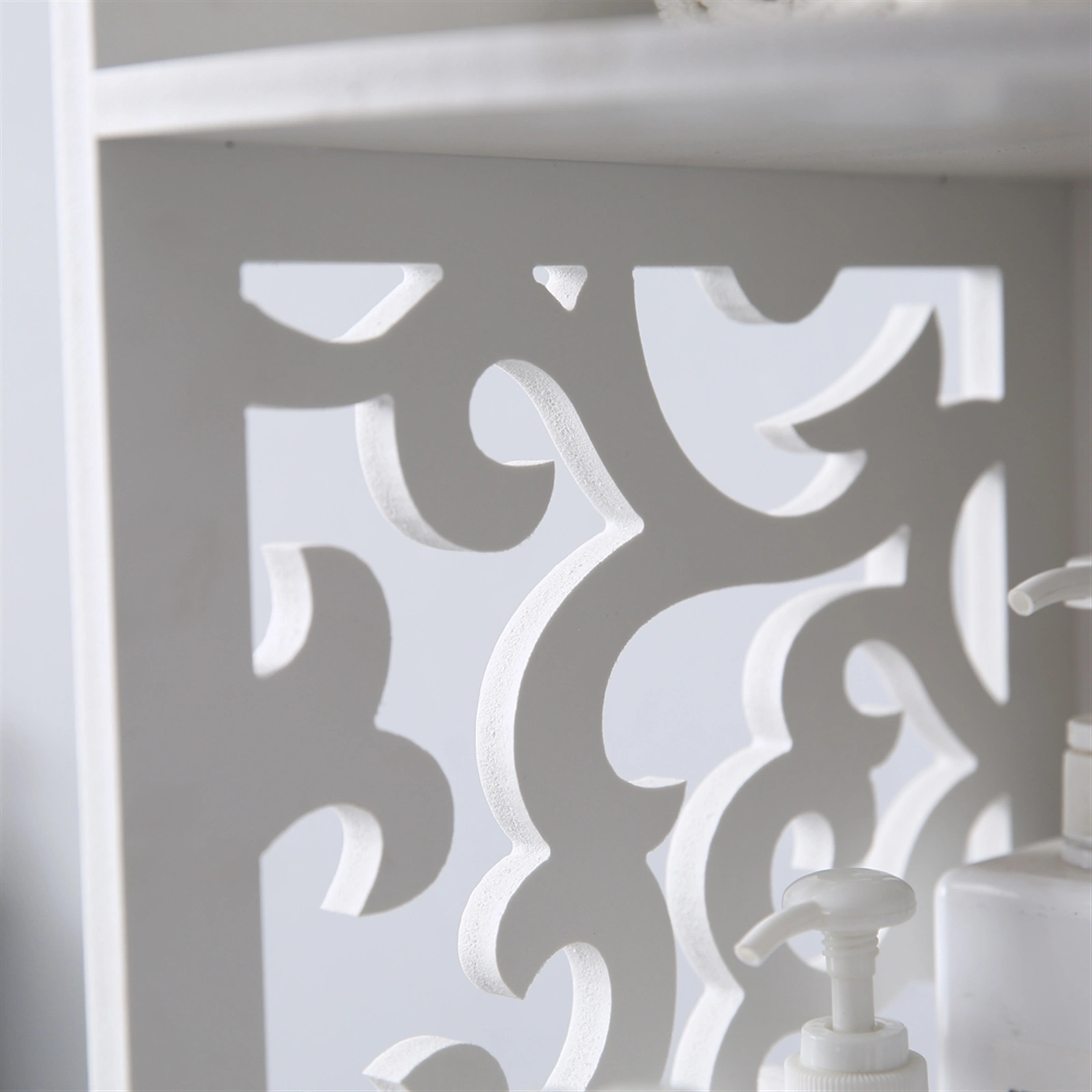 30x30x120cm Pattern Carved Bathroom Corner Shelf - Wall Mounted Storage Rack view 3