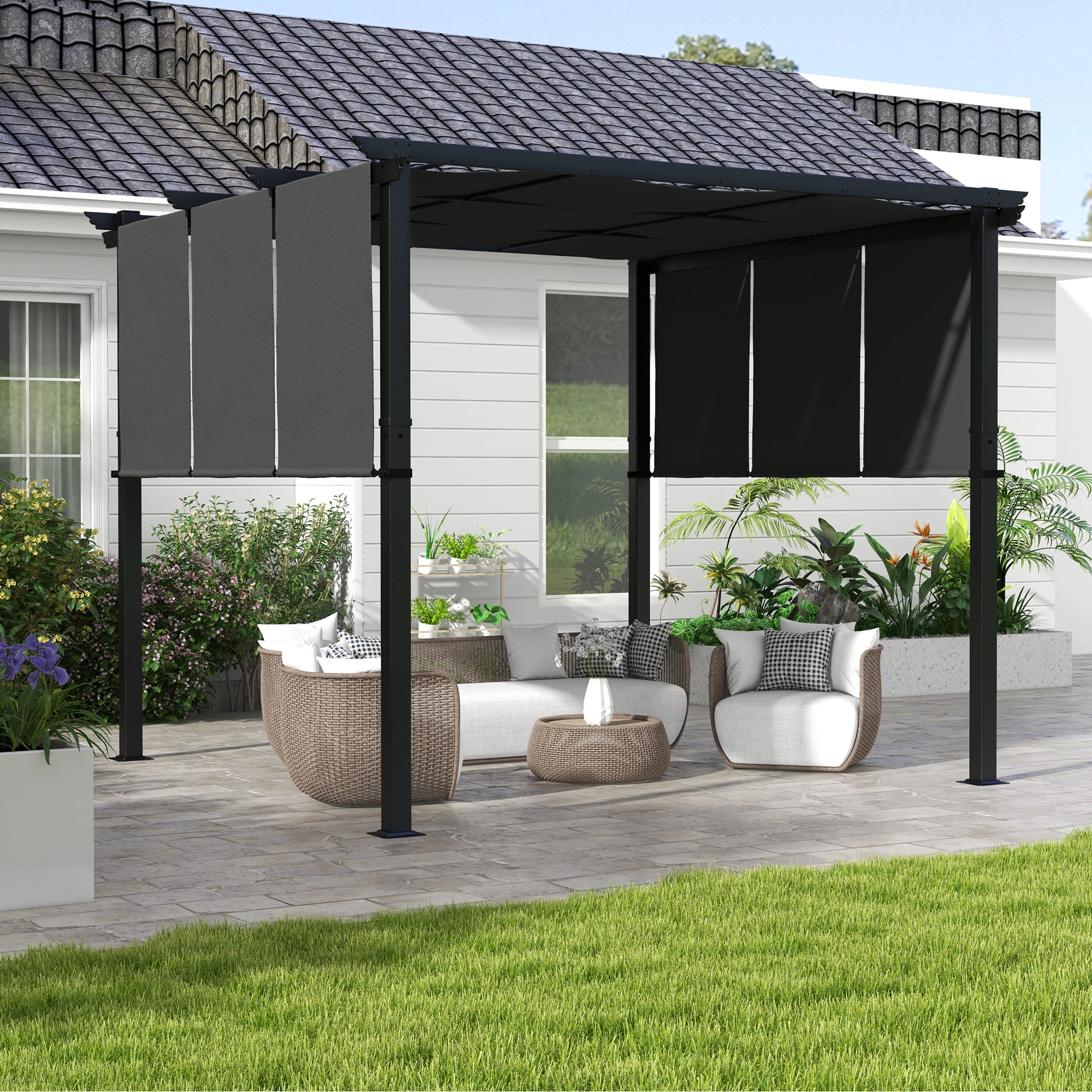 Patio Gazebo 13x10 ft Heavy Duty Steel Frame Pergola Gazebo with Removable Mesh Screens and Canopy, Beige, Outdoor pergola for Deck Backyard