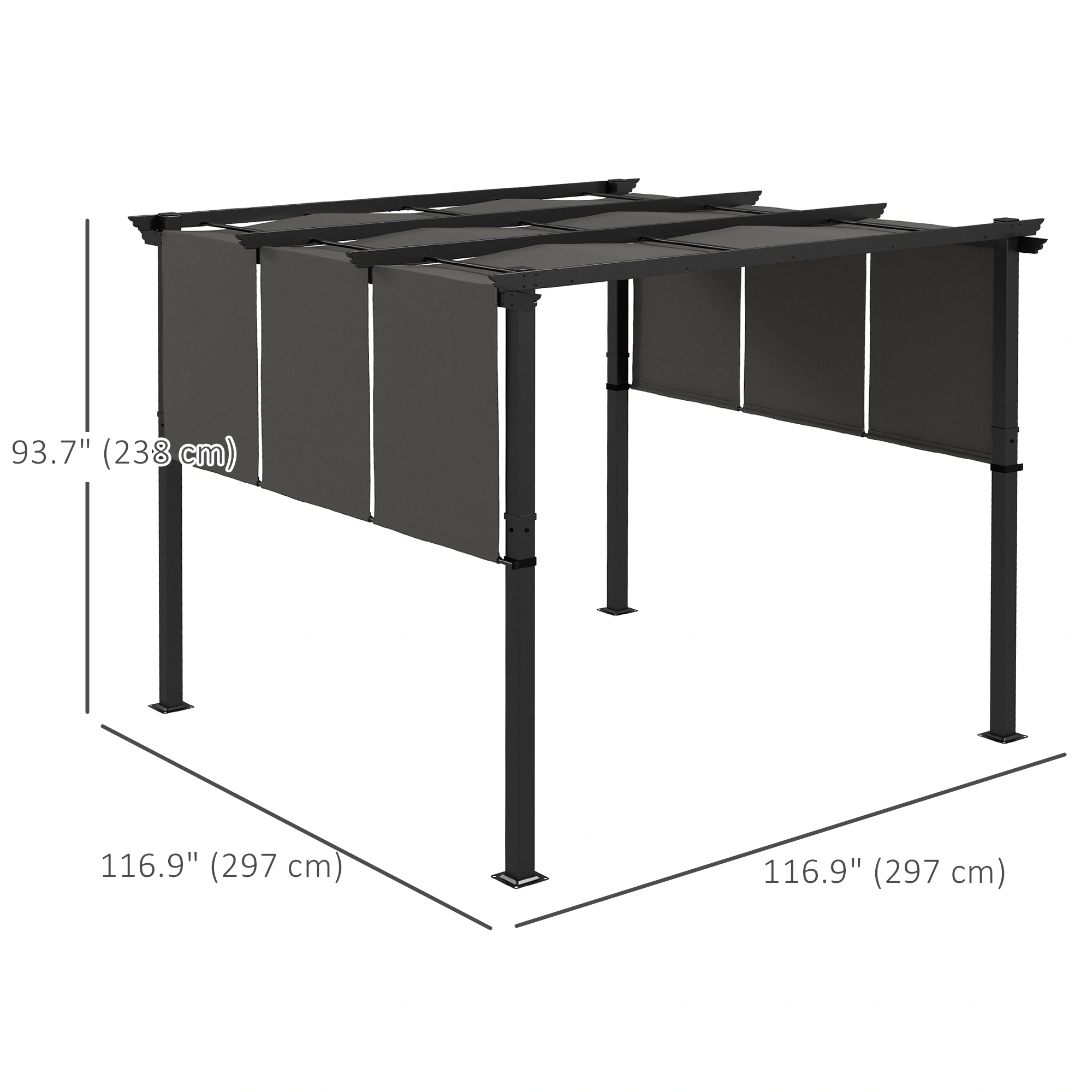 Patio Gazebo 13x10 ft Heavy Duty Steel Frame Pergola Gazebo with Removable Mesh Screens and Canopy, Beige, Outdoor pergola for Deck Backyard view 2