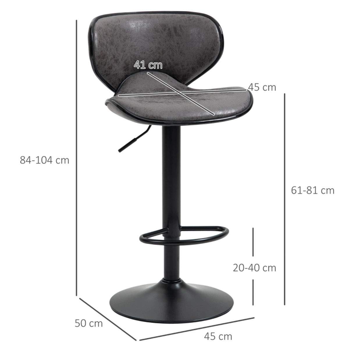 Mid-Century Modern Bar Stool,Stackable Dining Chair,22" Seat Height,Soft-Touch Vinyl Upholstery,Chrome Legs,Compact Office Chair for Kitchen Island view 2