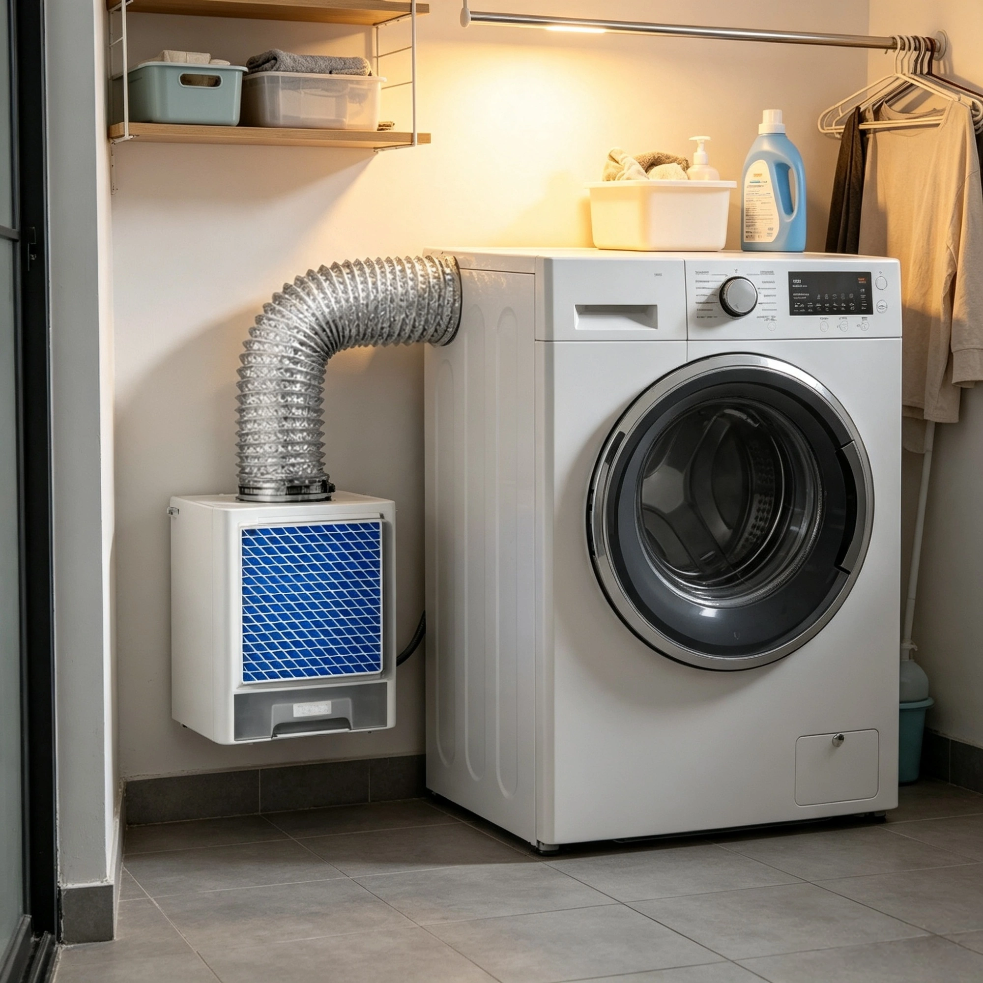 3-in-1 Indoor Dryer Vent Kit, Premium ABS with Water Drawer & 4 Purification Pads, Fits 4 Inch Exhaust Port, Smart Overheating Reminder, for Electric Clothes Dryers view 6