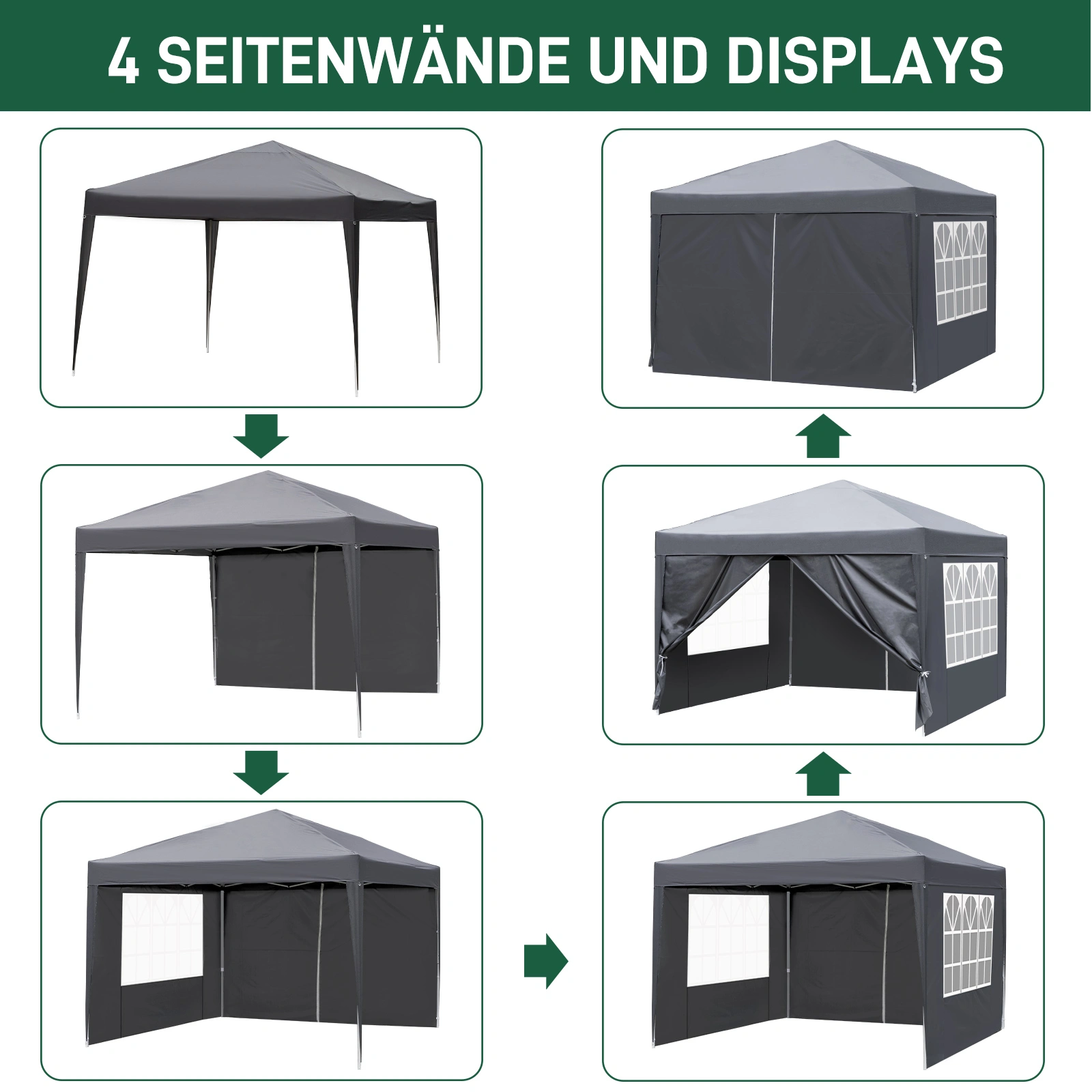 10x10ft Outdoor Pop Up Canopy, Portable Instant Canopy Tent with 4 Sidewalls for Outdoor Events Party Wedding Birthday Graduation, Dark Grey view 10