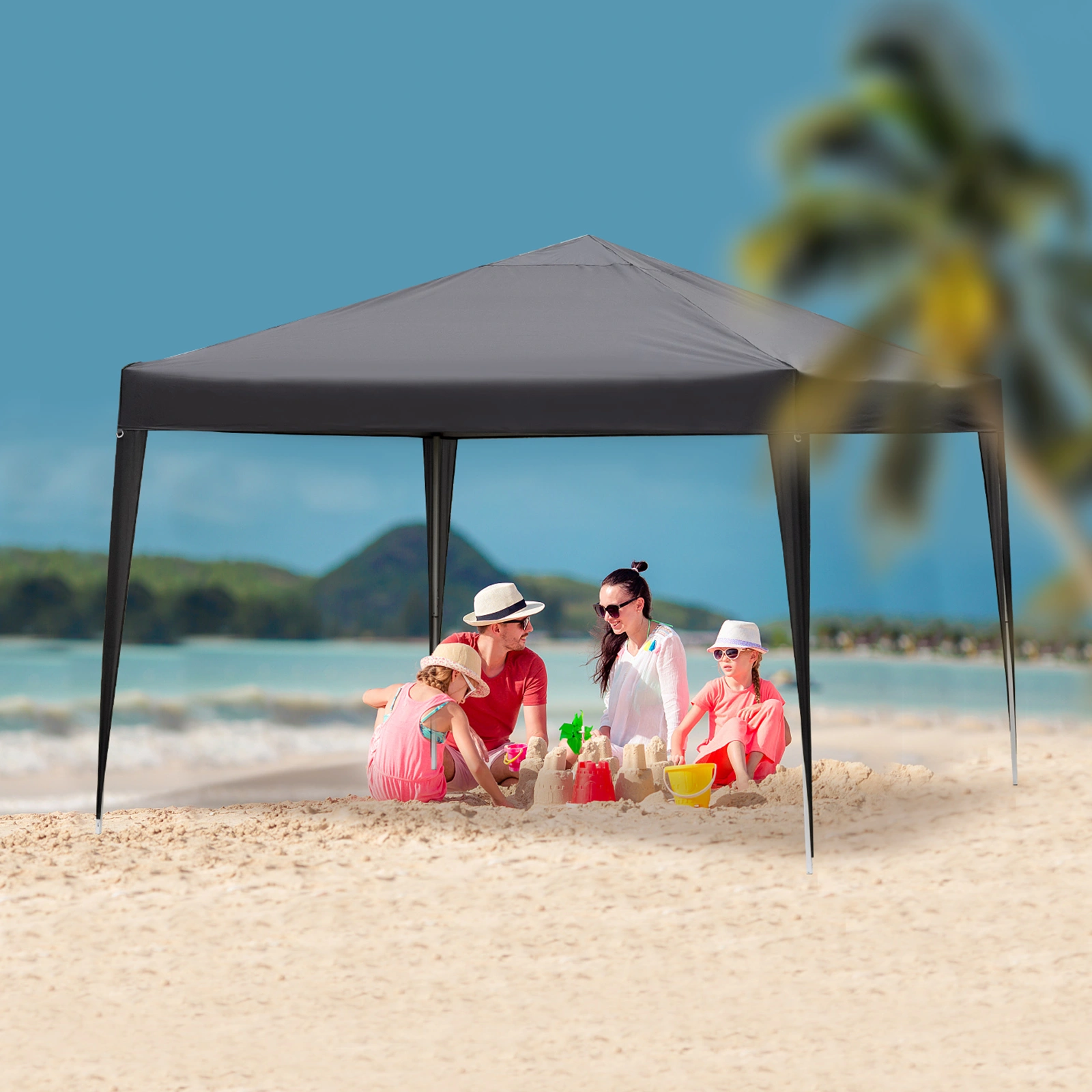 10x10ft Outdoor Pop Up Canopy, Portable Instant Canopy Tent with 4 Sidewalls for Outdoor Events Party Wedding Birthday Graduation, Dark Grey view 18