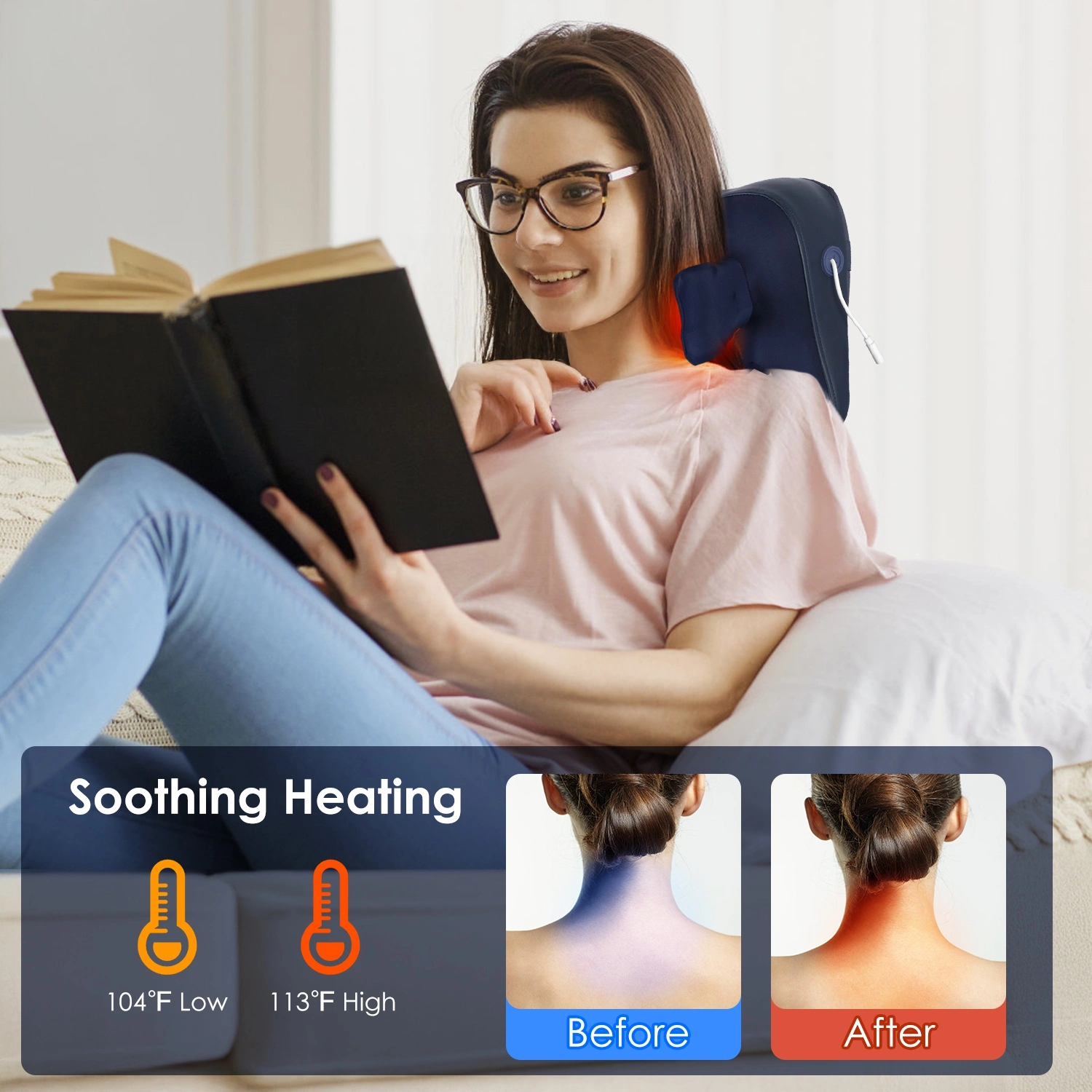 4D Deep Shiatsu Massager, 6-Node Kneading with 2 Heating Levels & 3 Intensities, Cordless Neck & Back Massager with Auto Shut-Off Timer view 2