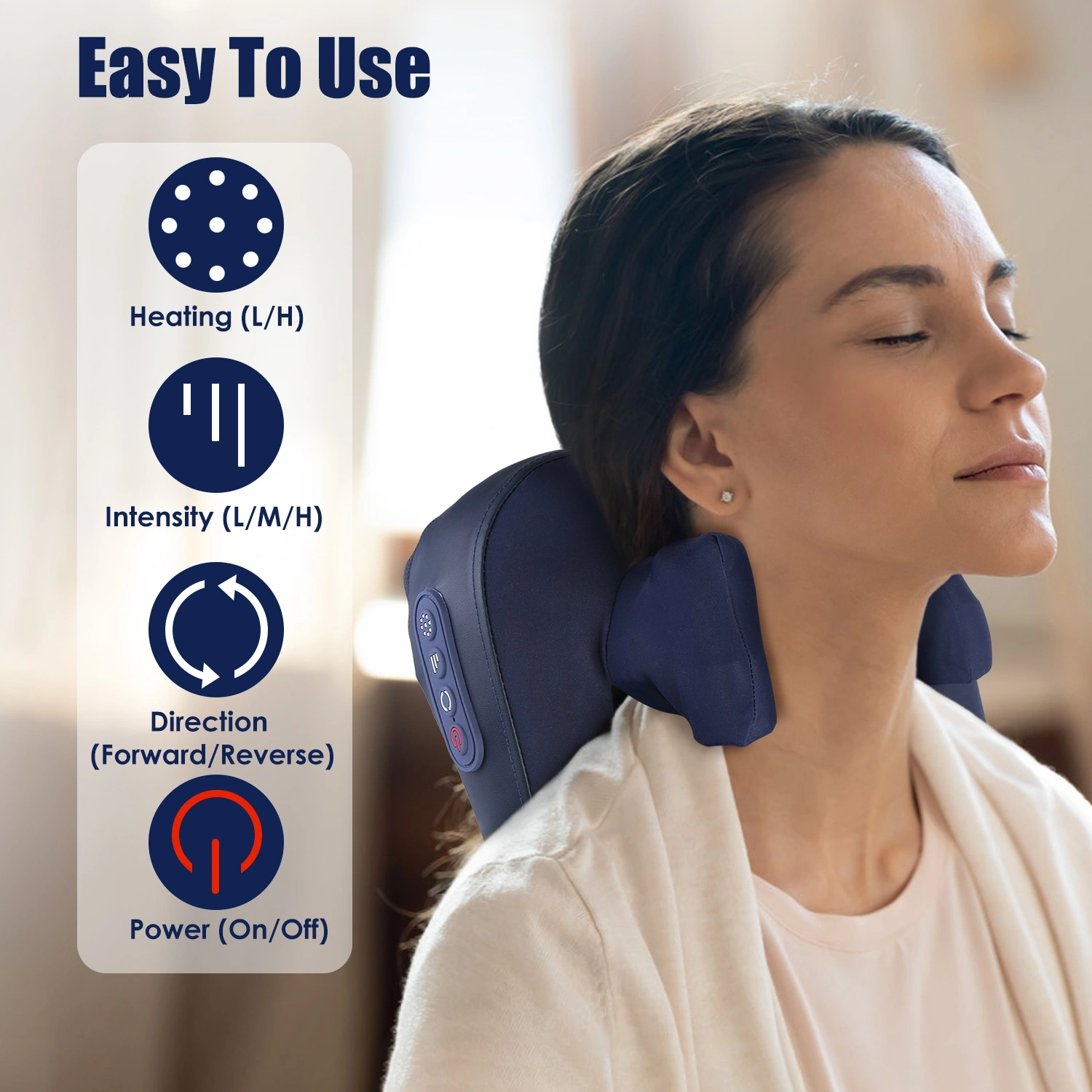 4D Deep Shiatsu Massager, 6-Node Kneading with 2 Heating Levels & 3 Intensities, Cordless Neck & Back Massager with Auto Shut-Off Timer view 6