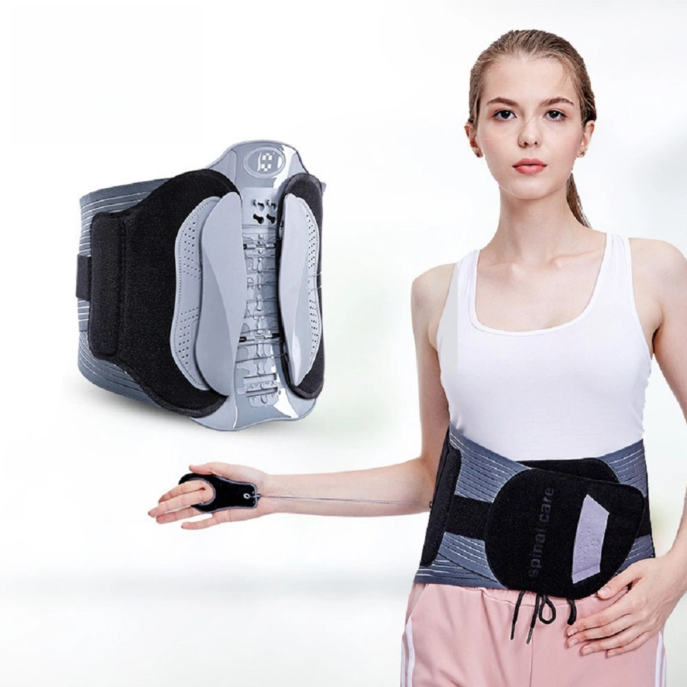 6-Pulley Adjustable Waist Support Belt, Elastic Knit Lumbar Brace with Drawstring for Back Pain Relief Office Workout view 2
