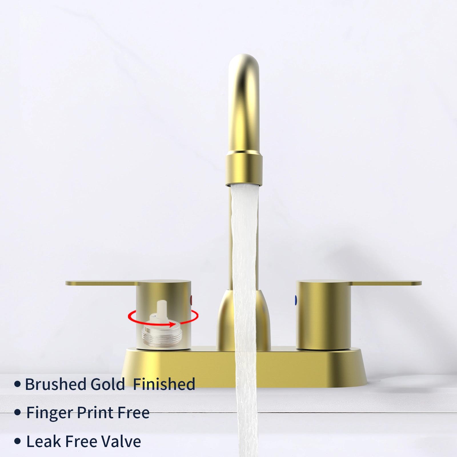 2 Handles Brushed Gold Faucet, Centerset RV Bathroom Faucets for 3 Hole [Unable ship on weekends, TK/TEMU only for pickup, only TX10643 warehouse supports GOFO] view 2