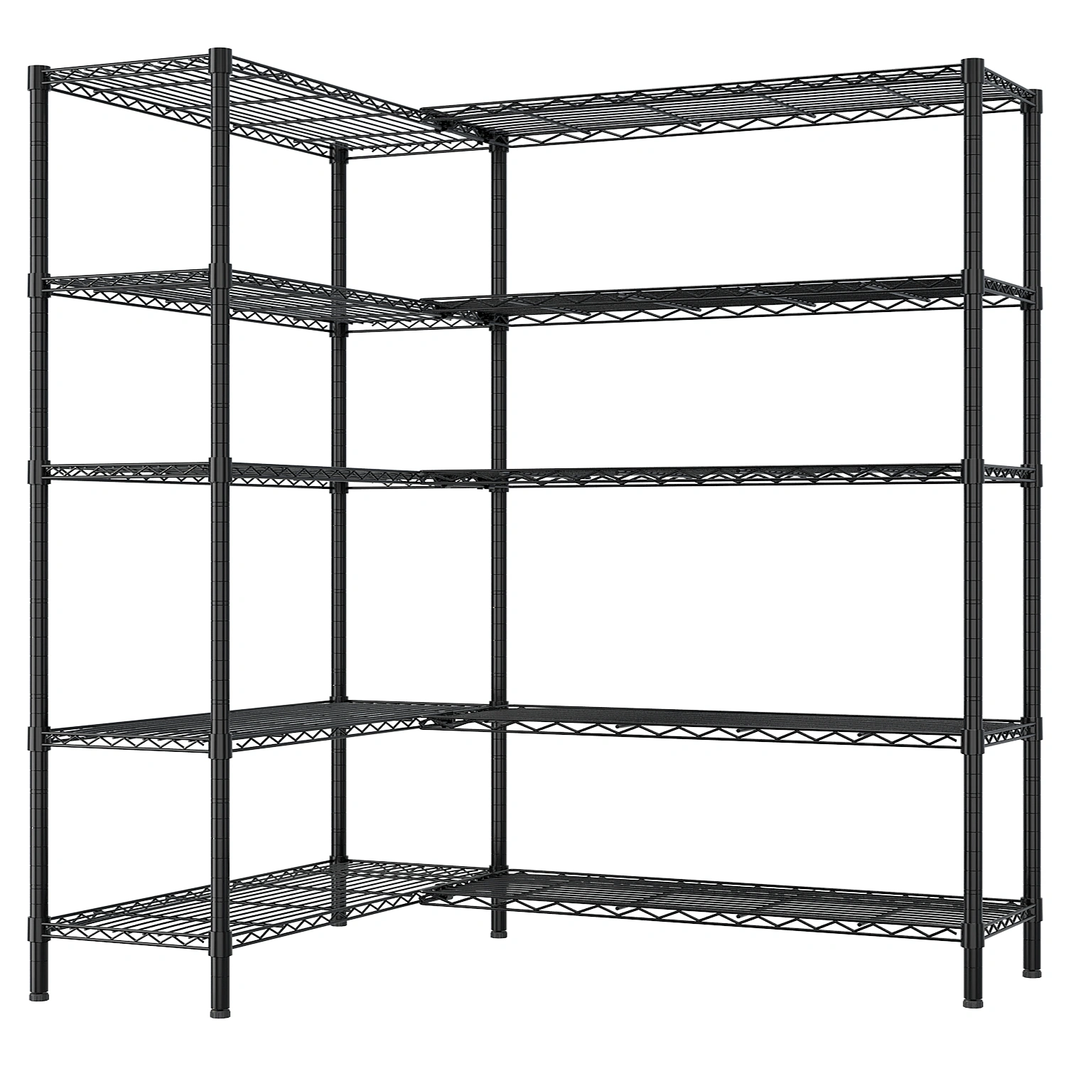 5-layer double row, freely adjustable layer spacing, with adjustable feet, display stand, iron, 177*40*180cm, powder-coated black view 3