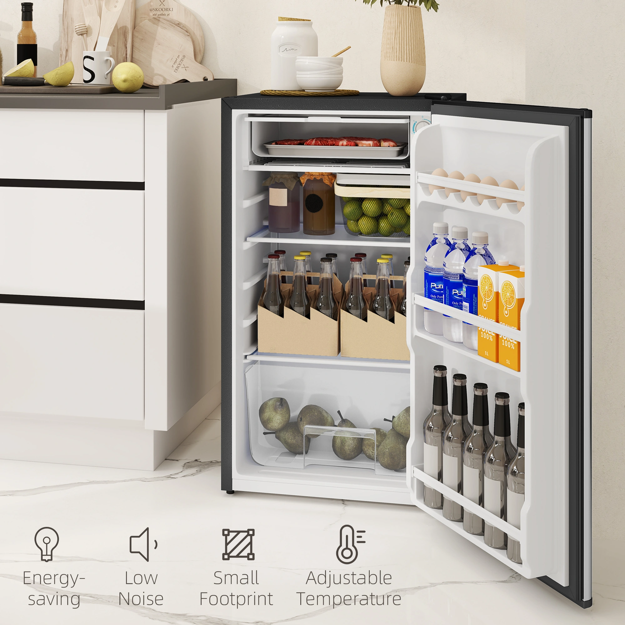Mini Portable Skincare Fridge, 6L Beauty Makeup Cosmetics Refrigerator, LED Light Face Cream Eyelash Storage Cooler for Home Travel