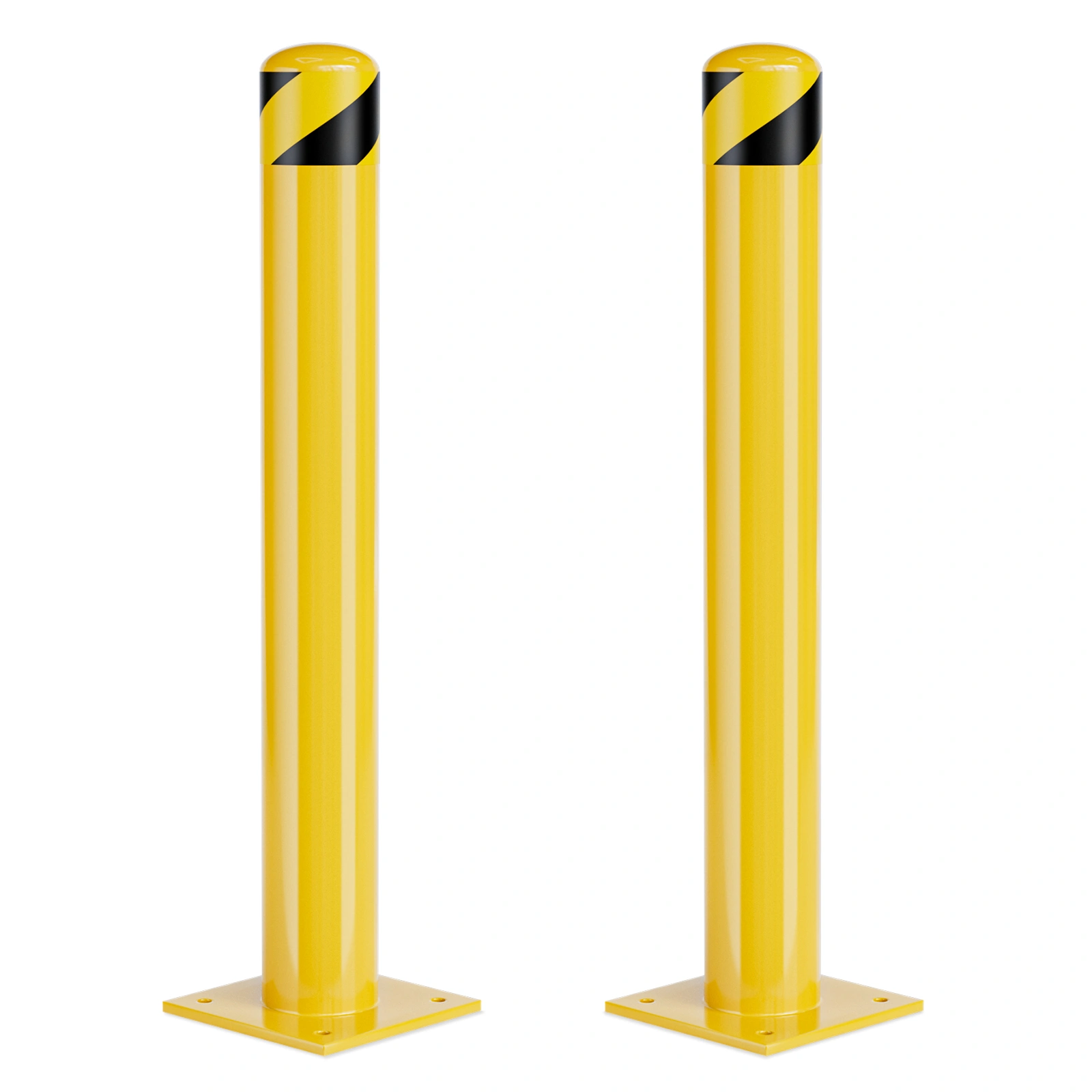 48 Inch Yellow Steel Parking Bollard Post, 4.5" Diameter Powder Coated Safety Barrier for Traffic Sensitive Areas