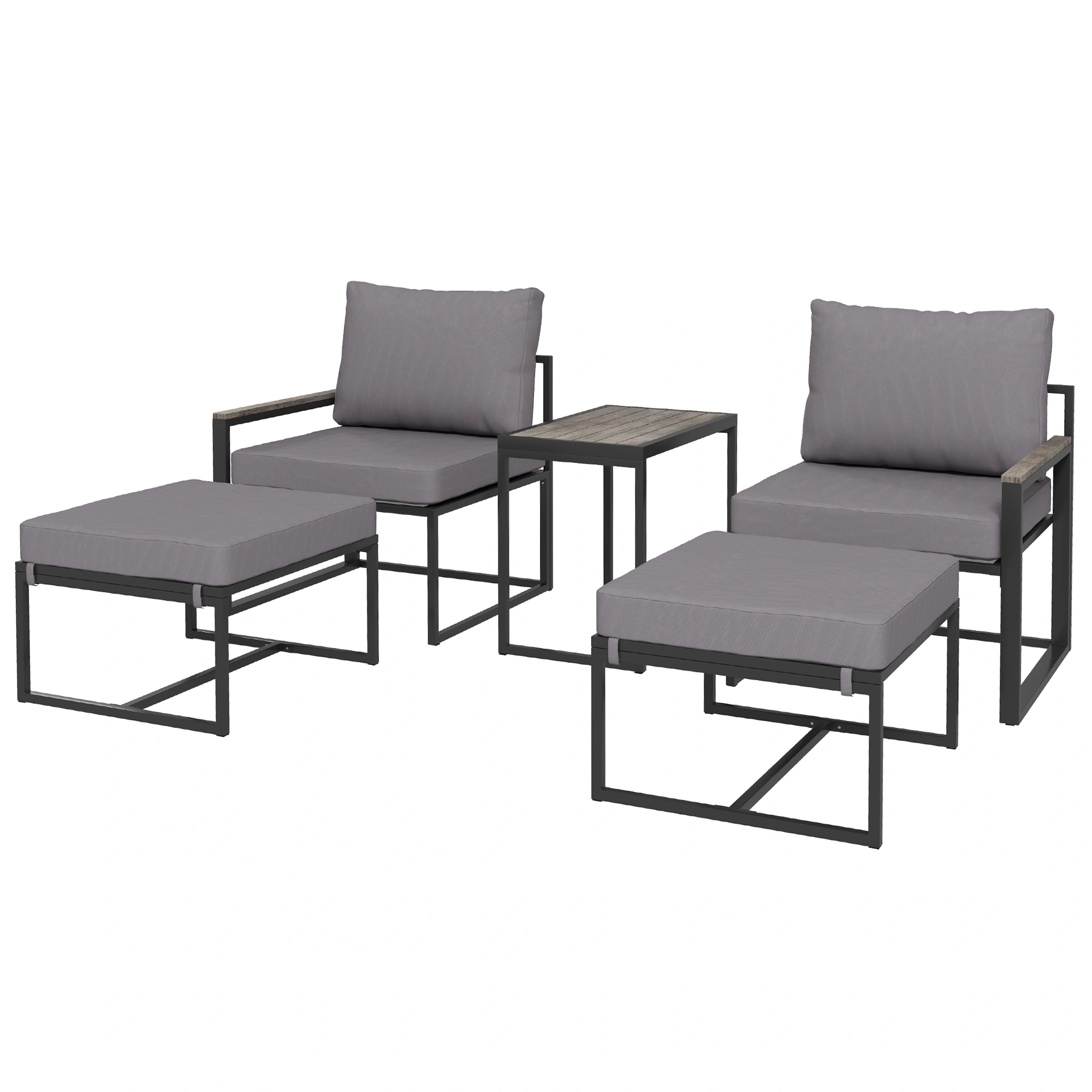 Outdoor Patio Furniture 4-Piece Wicker Rattan Conversation Set with Cushions, Grey view 3