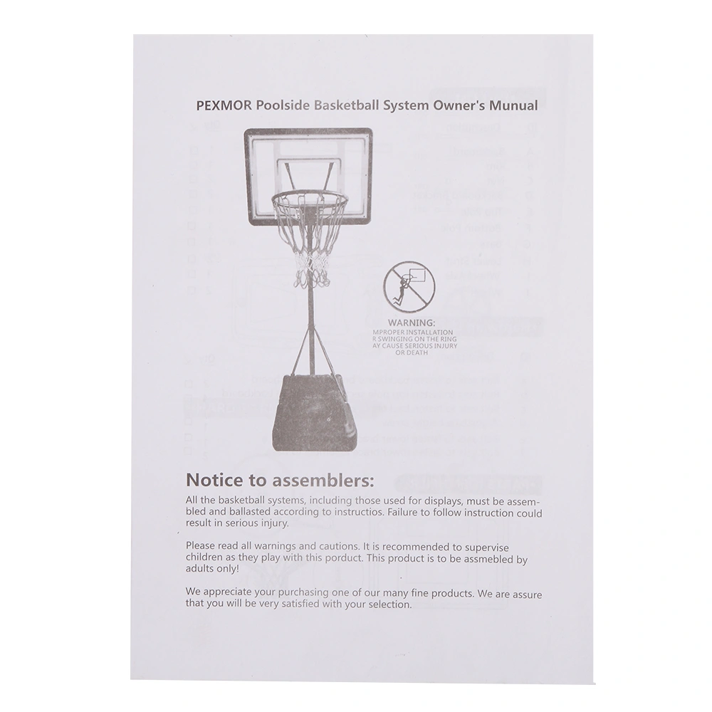 HY-B064S Portable Movable Swimming Pool PVC Transparent Backboard Basketball Stand (Basket Adjustment Height 1.15m-1.35m) Maximum Applicable For 7 # Ball view 14