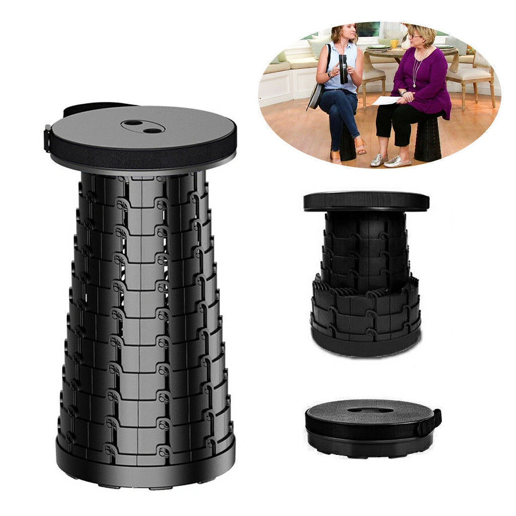 Portable Folding Telescoping Camping Stool Adjustable Retractable Seat Chair UK view 4