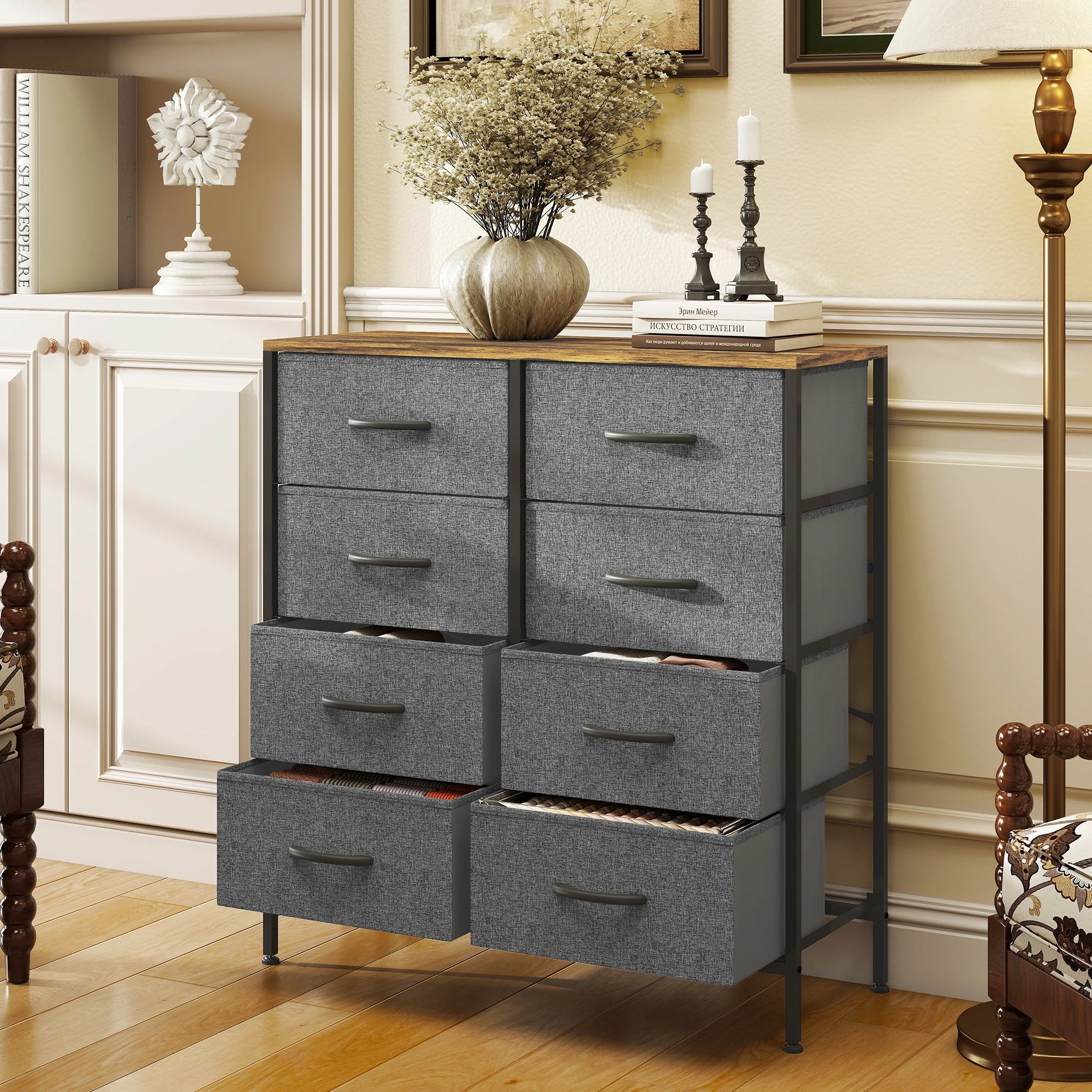 Wooden Storage Chest with Drawers - Multi-Layer Organizer Cabinet for Bedroom, Living Room & Hallway