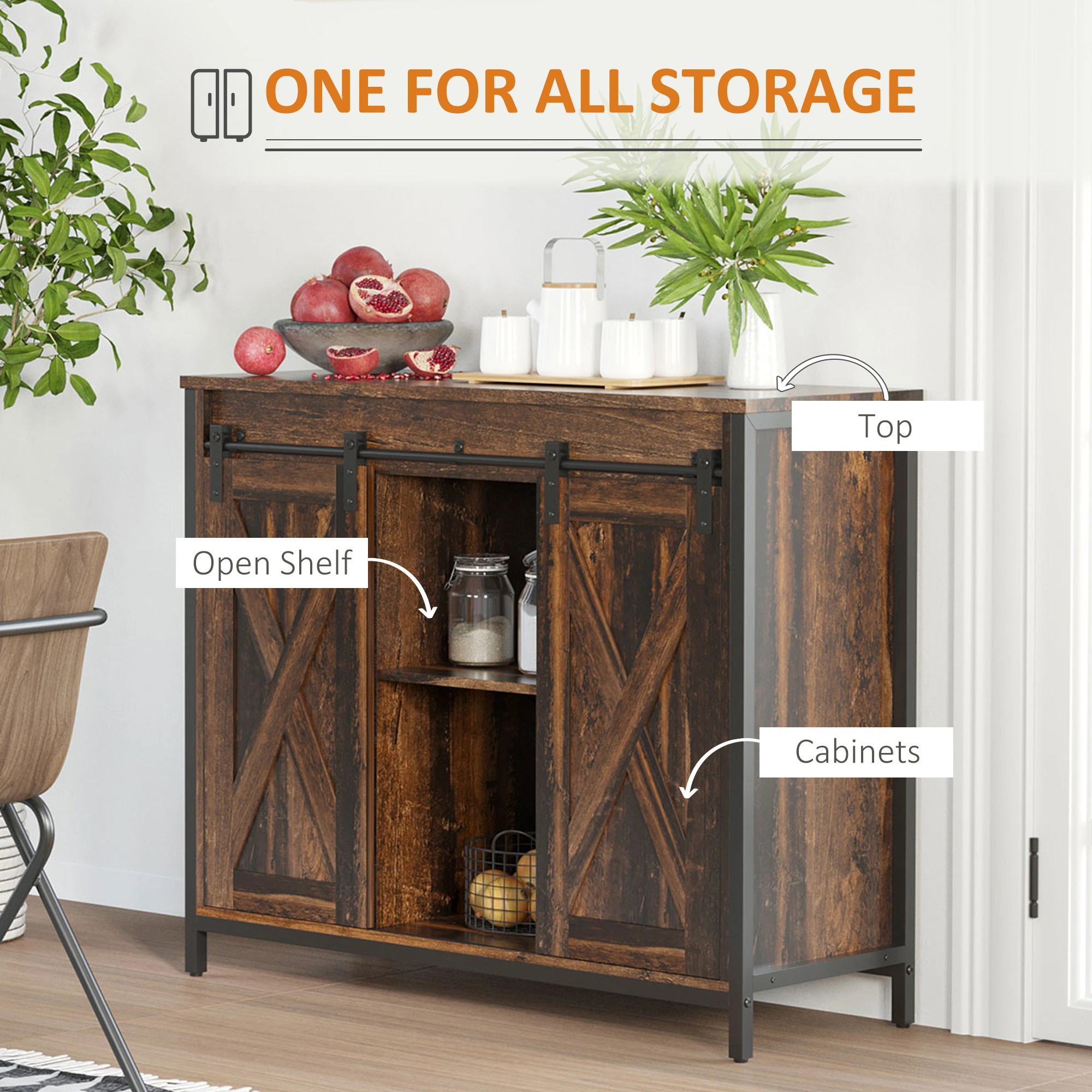 Kitchen Storage Cabinet with Shelves, Freestanding Pantry Cupboard, Multi-Use Organizer view 3