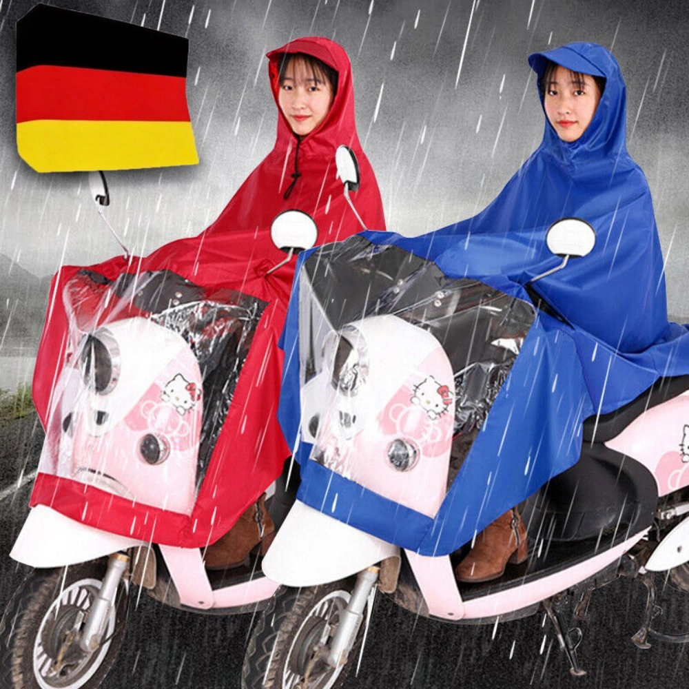 Universeller Regenponcho mit Kapuze, wasserdicht, Blau, für Elektromobile