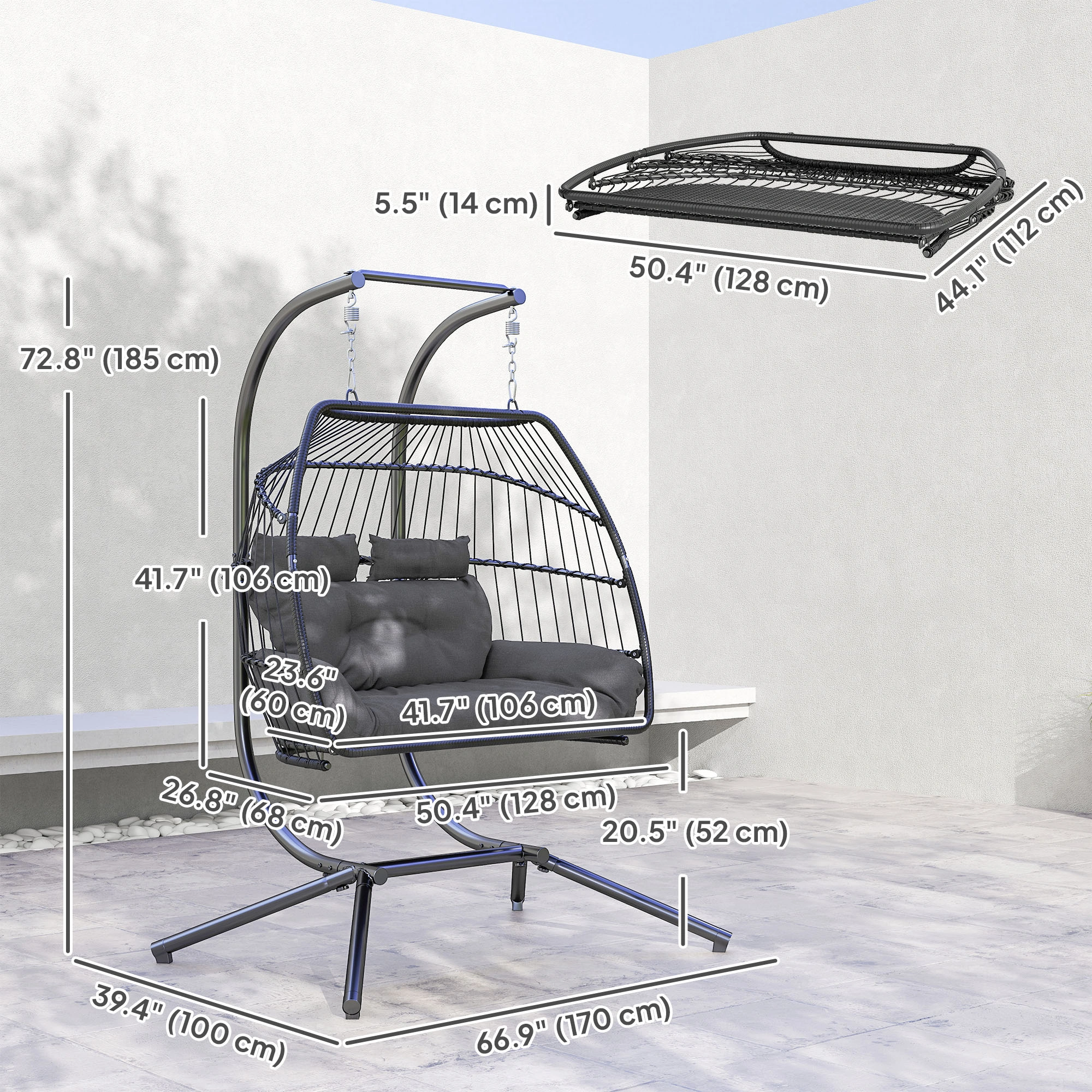 Indoor Outdoor Hanging Egg Swing Chair with Stand view 3