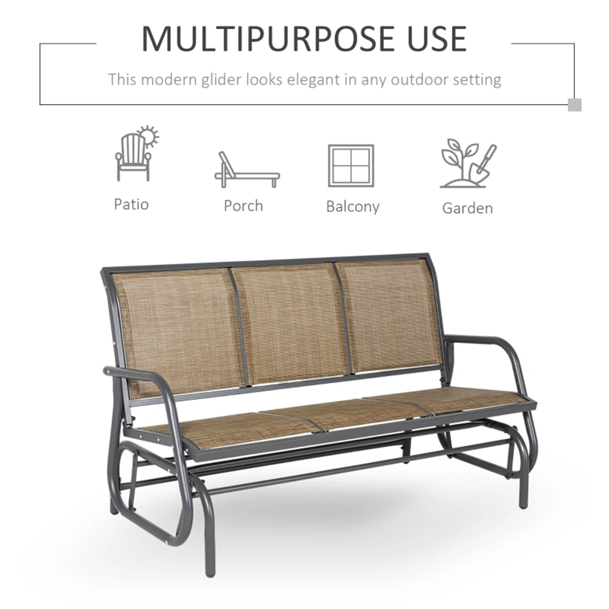 Outdoor courtyard seats for 3 people-Brown ( Amazon Shipping)(Prohibited by WalMart) view 4