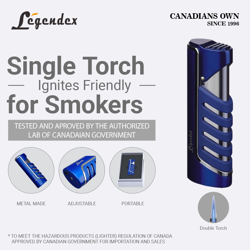 Legendex Explorer Torch Lighter Electrohoresis Blue Refillable Adjustable Flame Cigar Cigarette Kitchen Outdoor view 2