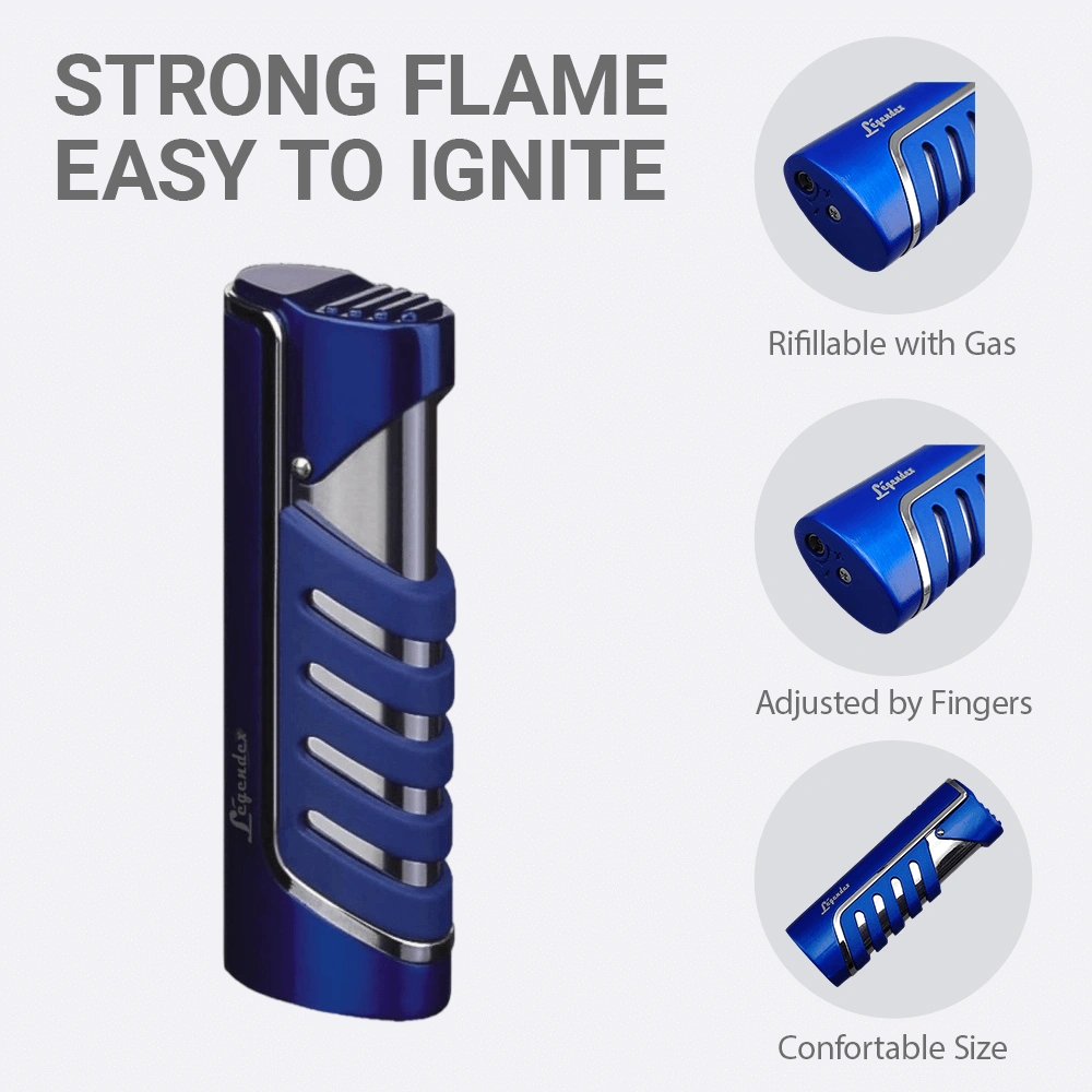 Legendex Explorer Torch Lighter Electrohoresis Blue Refillable Adjustable Flame Cigar Cigarette Kitchen Outdoor view 3