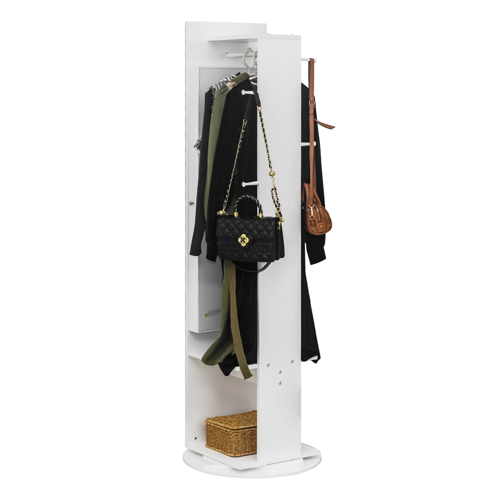 Jewelry Armoire with Full Length Mirror 360° and Large Capacity Jewelry Organizer Armoire, Mirror with Jewelry Storage, Coat Rack,Multi Storage Shelves view 12