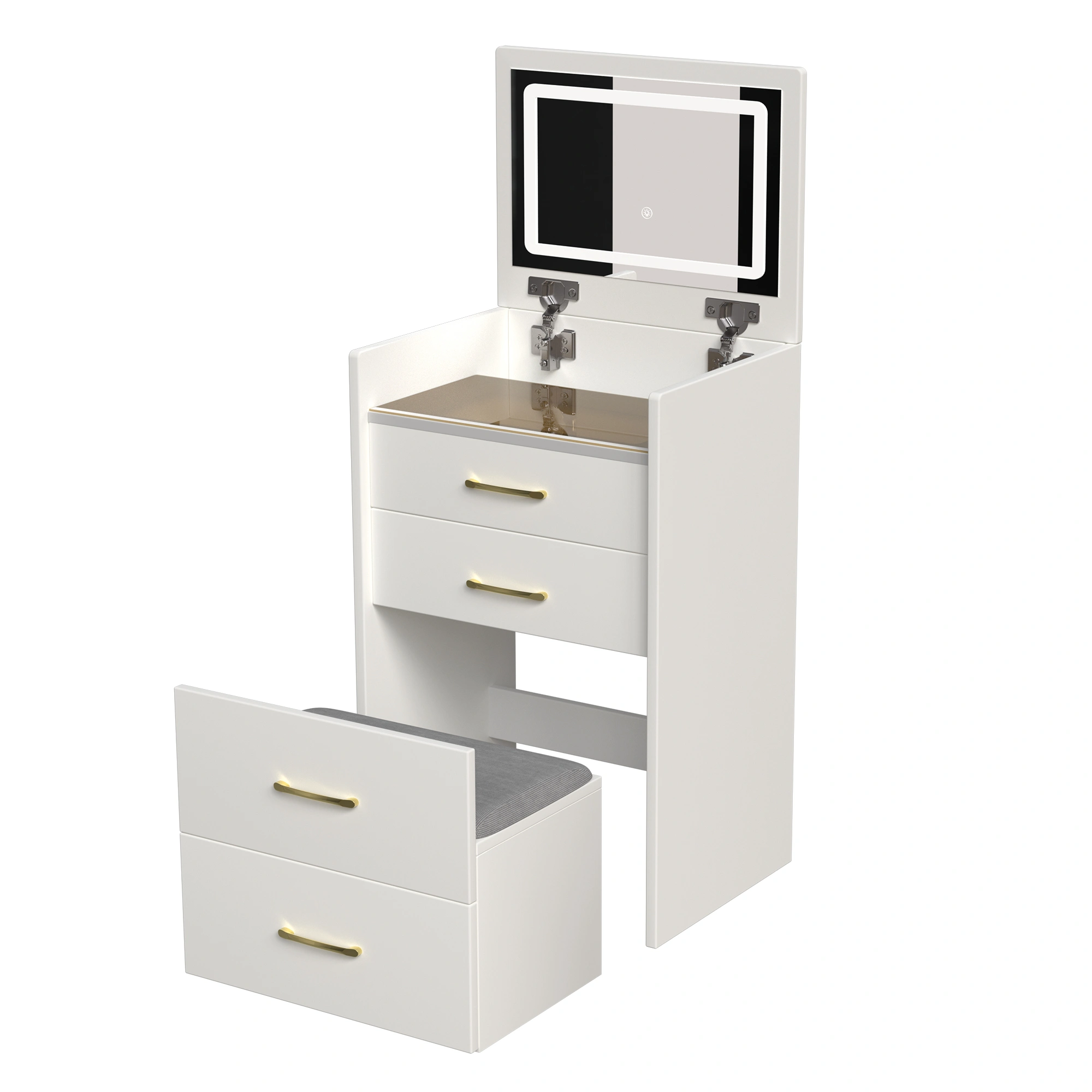 3-in-1 Vanity Desk with Mirror, Glass Top Makeup Vanity Table with 3 Drawers, Small Dressing Table for Bedroom view 11